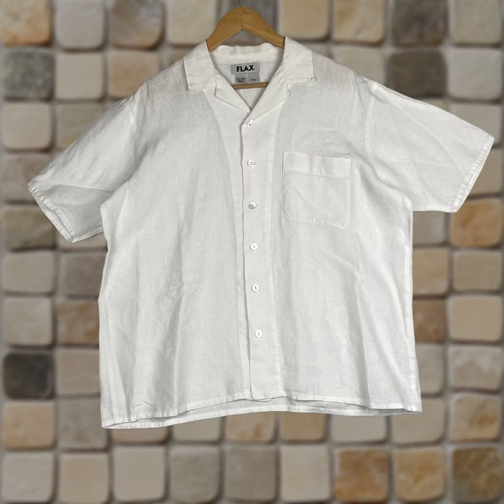 FLAX Vintage FLAX Linen Shirt Mens Small White Camp Collar Short Sleeve Button Size US S / EU 44-46 / 1 - 1 Thumbnail