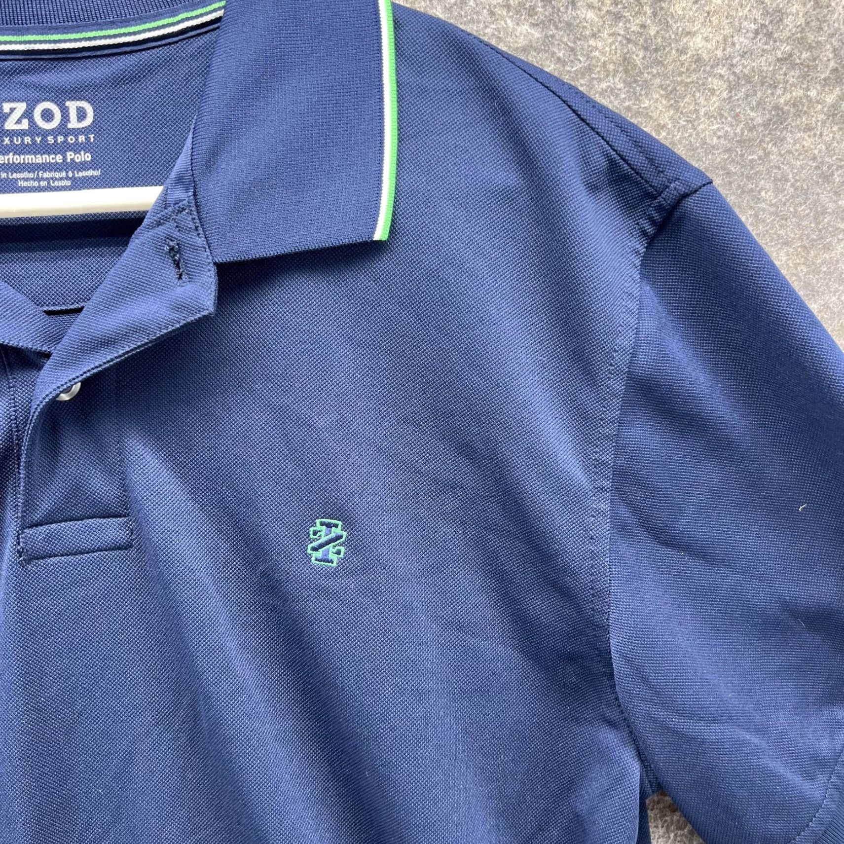 Izod Izod Polo Shirt Men Medium Adult Blue Navy Performance Polyester Shirt M Regular Black? Size US M / EU 48-50 / 2 - 4 Thumbnail