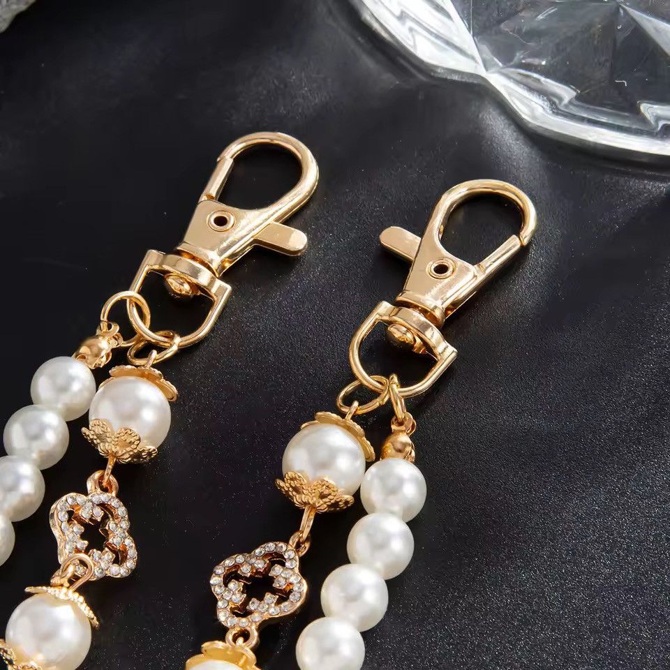 Jewelry Rhinestone Streetwear Punk Pearl Imitation Cross Key Chain Size ONE SIZE - 7 Thumbnail