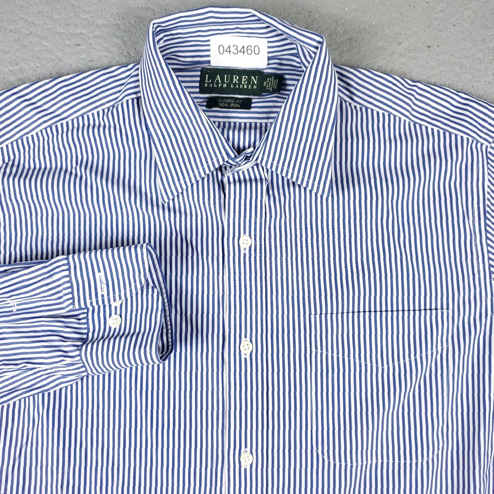 Ralph Lauren Ralph Lauren Dress Shirt Men 16 Blue Striped Button Up Long Sleeve Non-Iron Pockets 100% Cotton Modern Classic Mens Size 42R - 2 Thumbnail