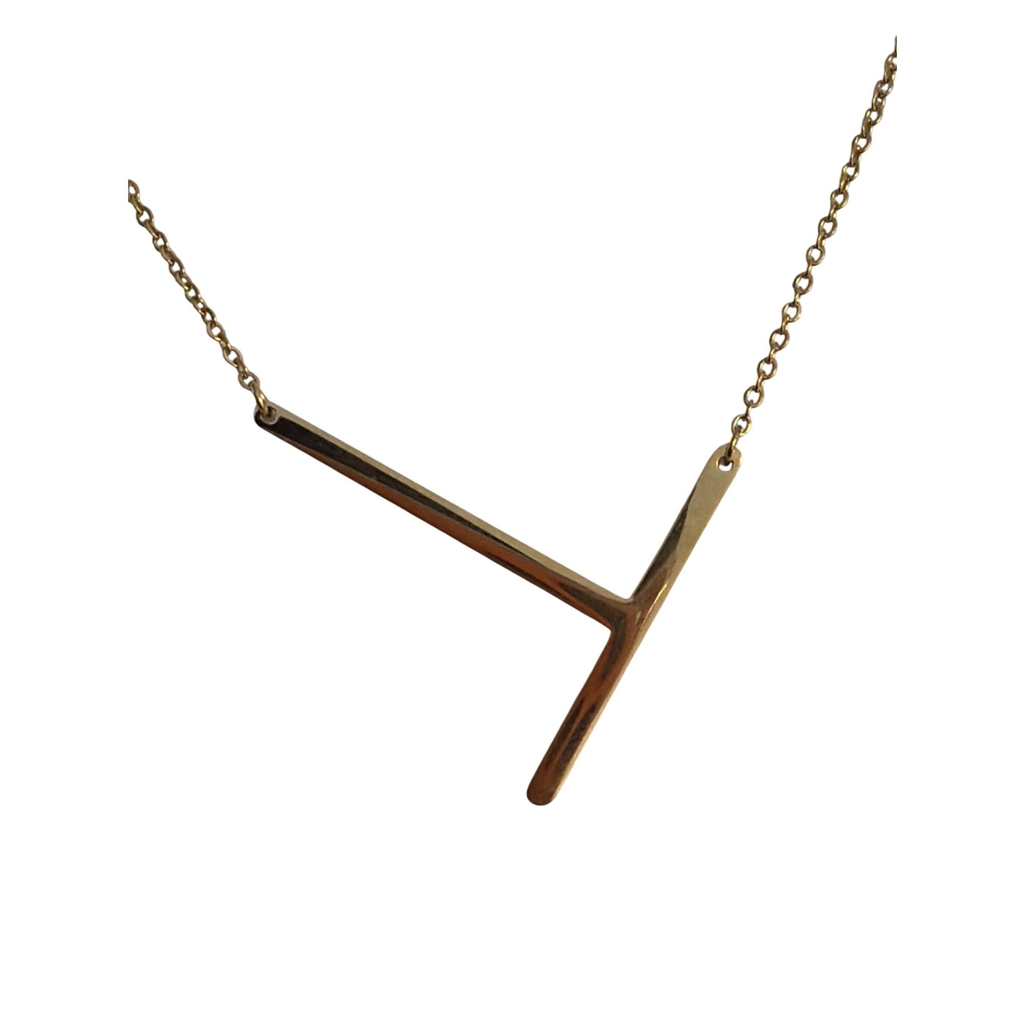 Other 18k Gold Plated Initial T Necklace Linear Minimalist Sideway Size ONE SIZE - 2 Thumbnail