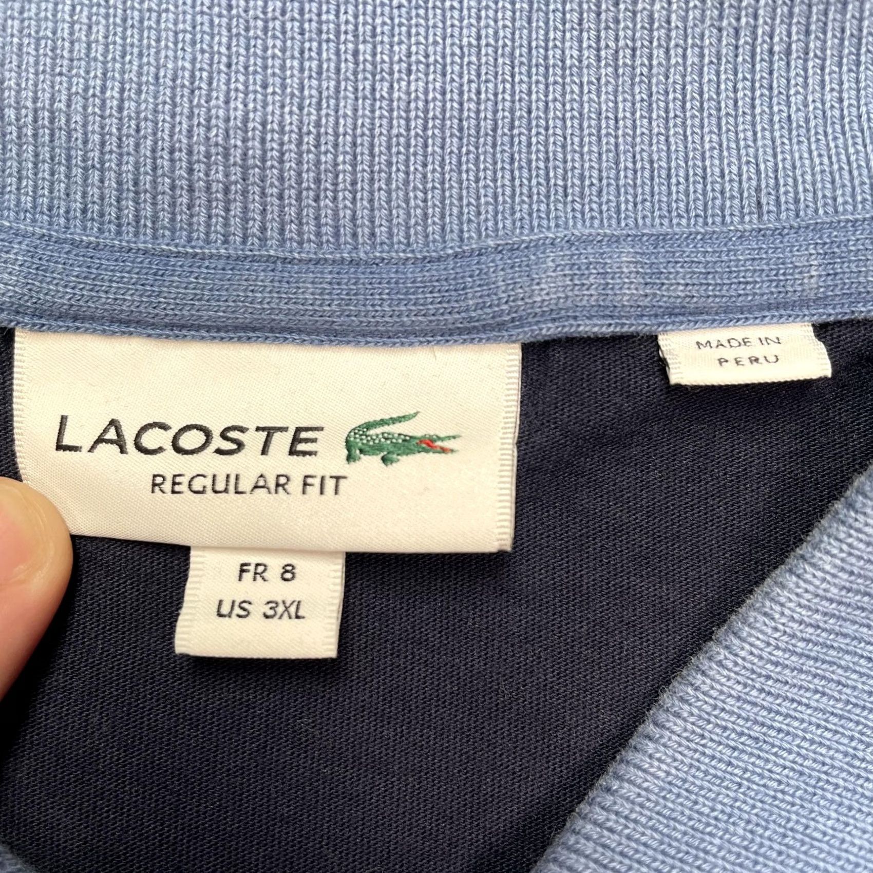 Lacoste Lacoste Polo Shirt Mens 3XL Blue Contrast Collar Tipped Cuff Croc Logo Peru Size US XXL / EU 58 / 5 - 3 Thumbnail