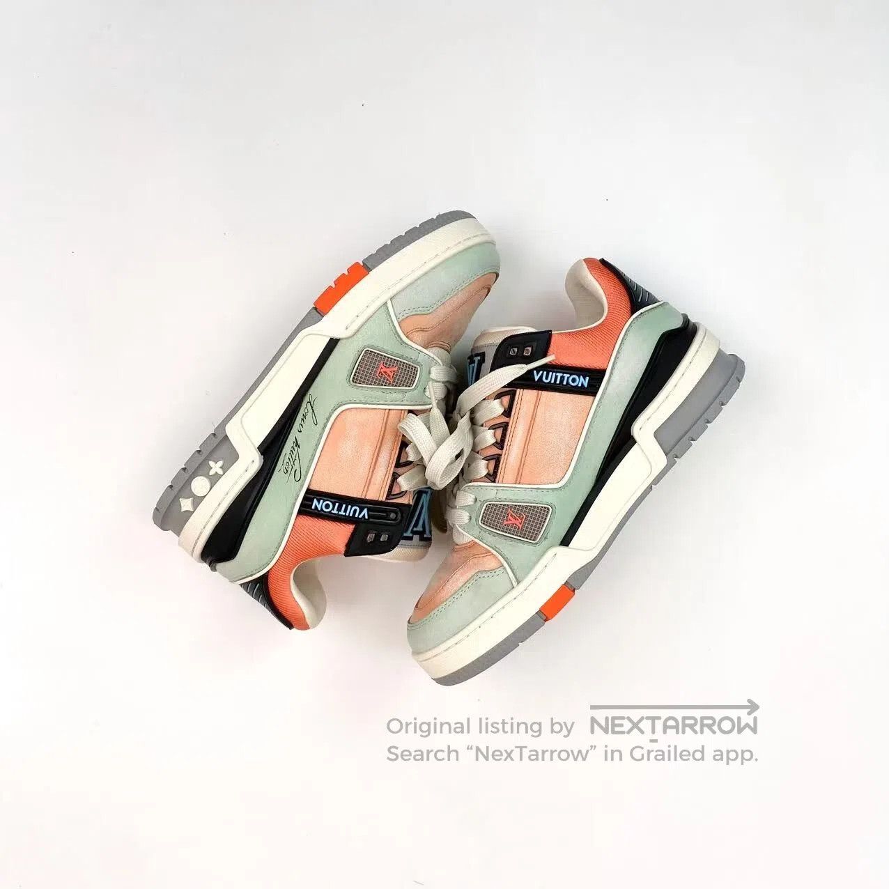 Louis Vuitton Louis Vuitton Size 2.5 Trainer green orange board shoes| Size US 6 / IT 36 - 4 Thumbnail