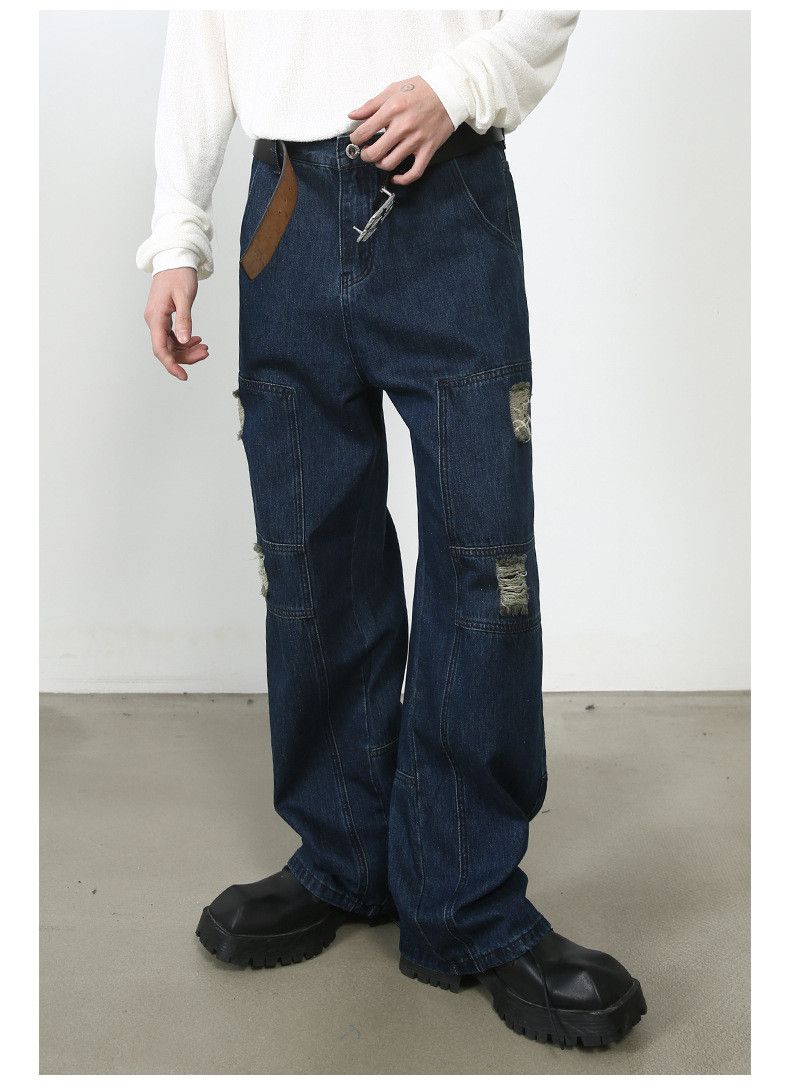 Japanese Brand × Jean American loose high street wide-leg patchwork jeans Size US 32 / EU 48 - 3 Thumbnail