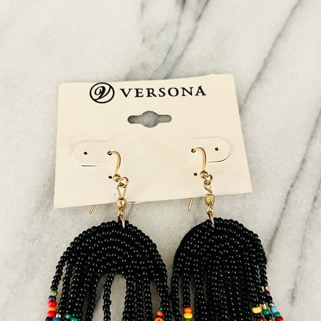 Jewelry Versona Beaded Tassel Earrings Black Multicolor Dangle Size ONE SIZE - 3 Thumbnail