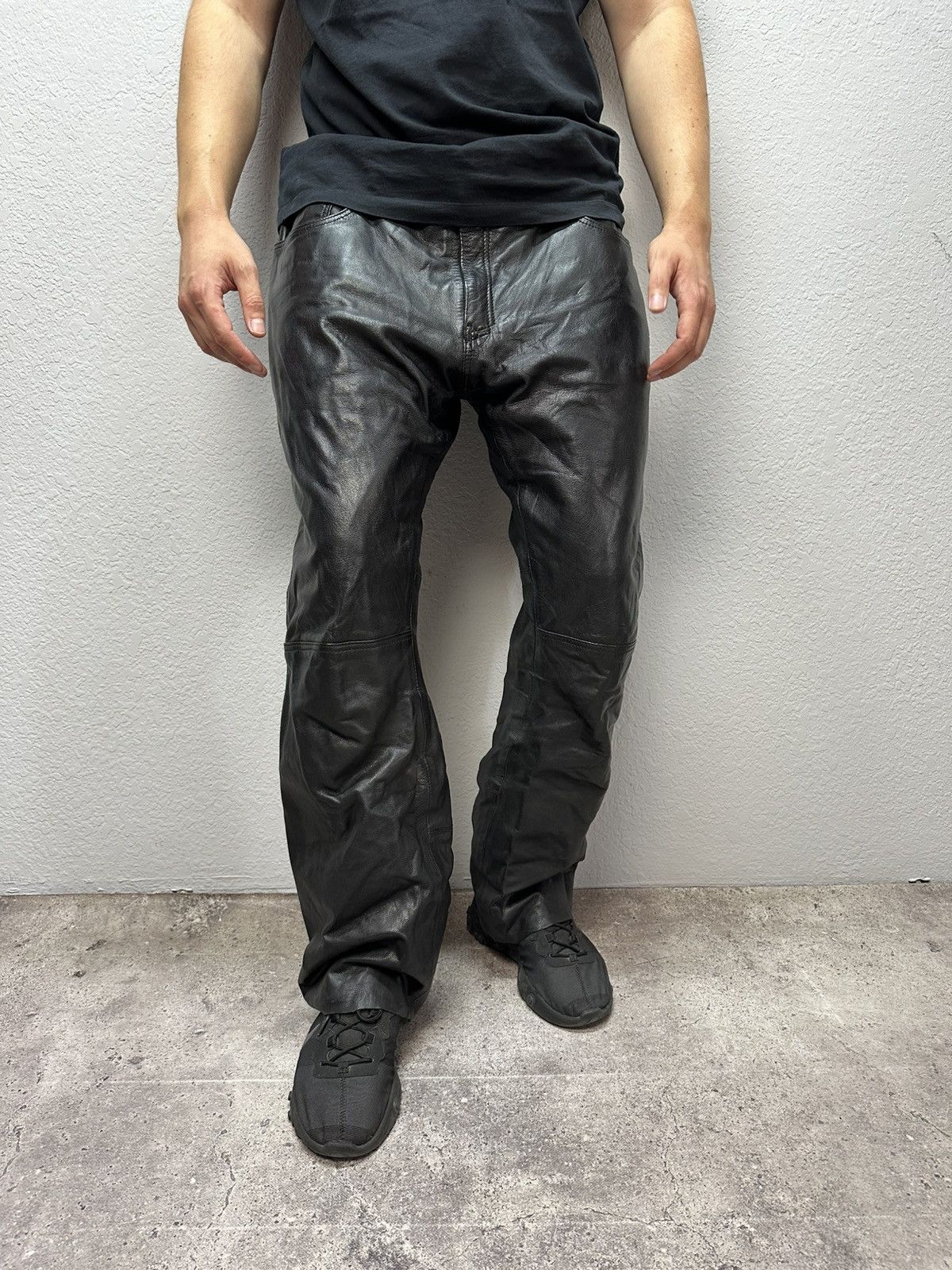 Leather Vintage Spirit Motors by Polo Leather Pants Black Riding Y2K Size US 36 / EU 52 - 6 Thumbnail