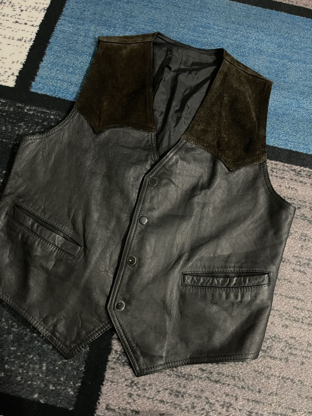 Leather × Vintage Vintage Cow Leather Snap Button Vest Size US M / EU 48-50 / 2 - 3 Thumbnail