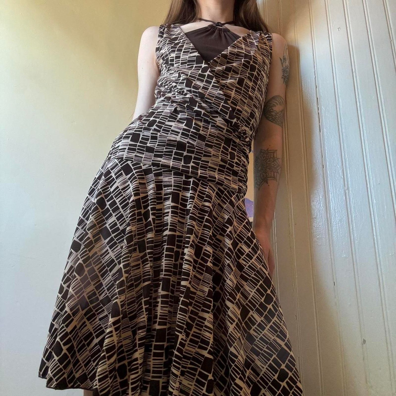 Vintage Vintage IN San Francisco Brown Layered Halter Dress Small Size S / US 4 / IT 40 - 4 Thumbnail