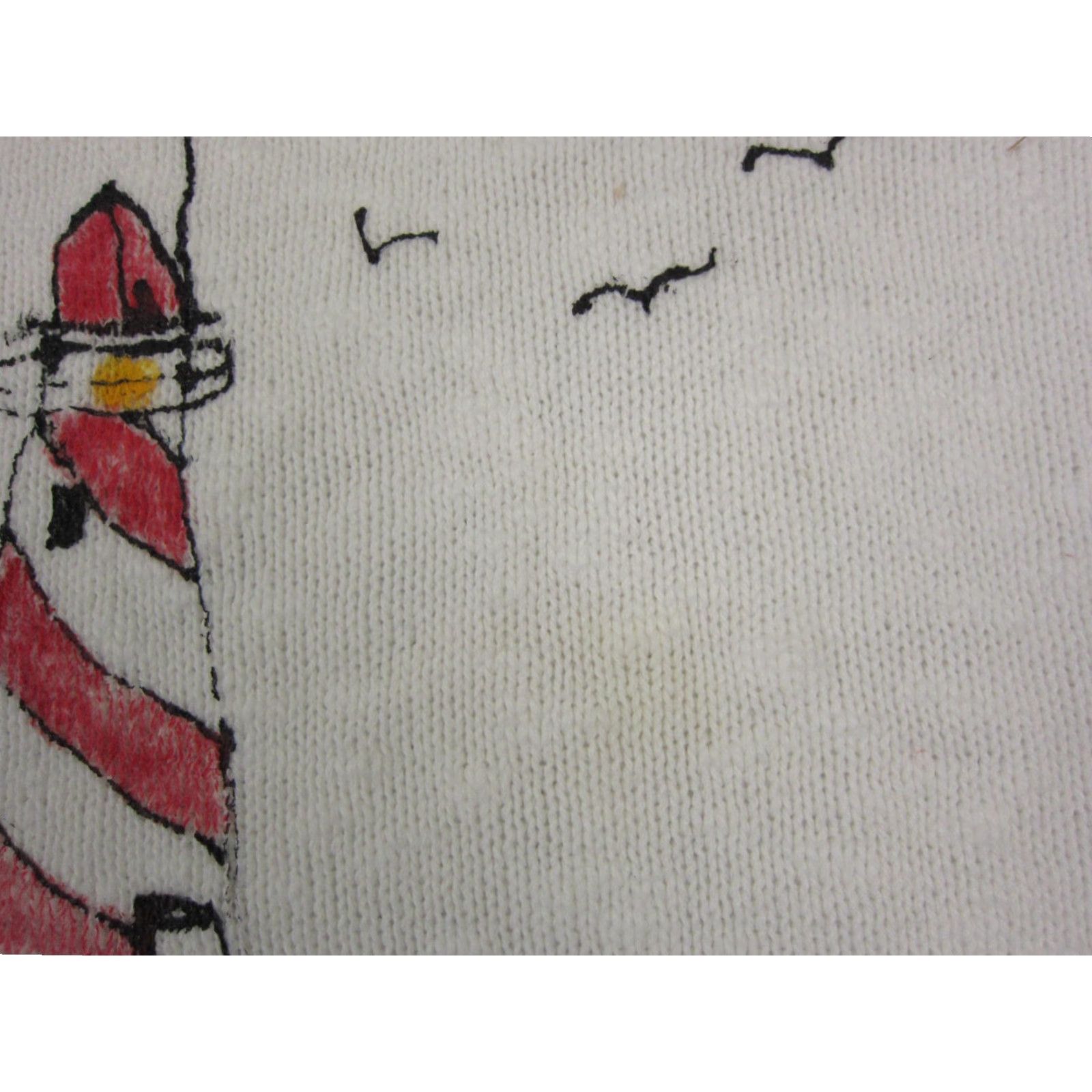 Vintage VINTAGE Sage Sweater Womens One Size White Lighthouse Knit Pullover Size ONE SIZE - 3 Thumbnail