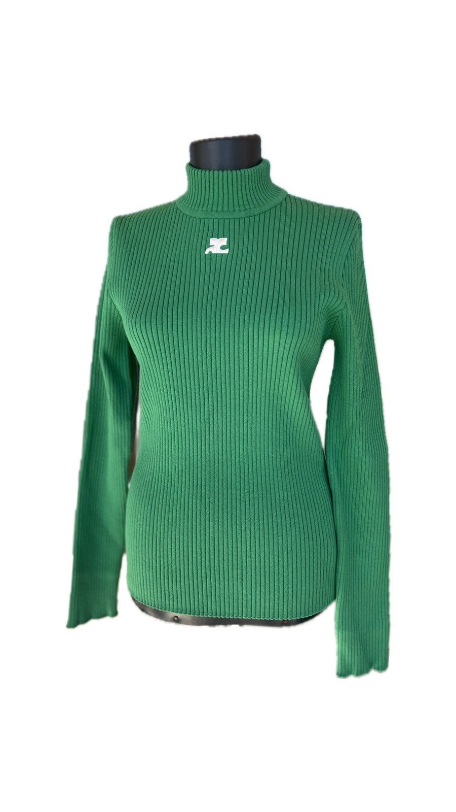 image of Courreges Courrèges Green Ribbed Knit Sweater, Women's (Size Small)