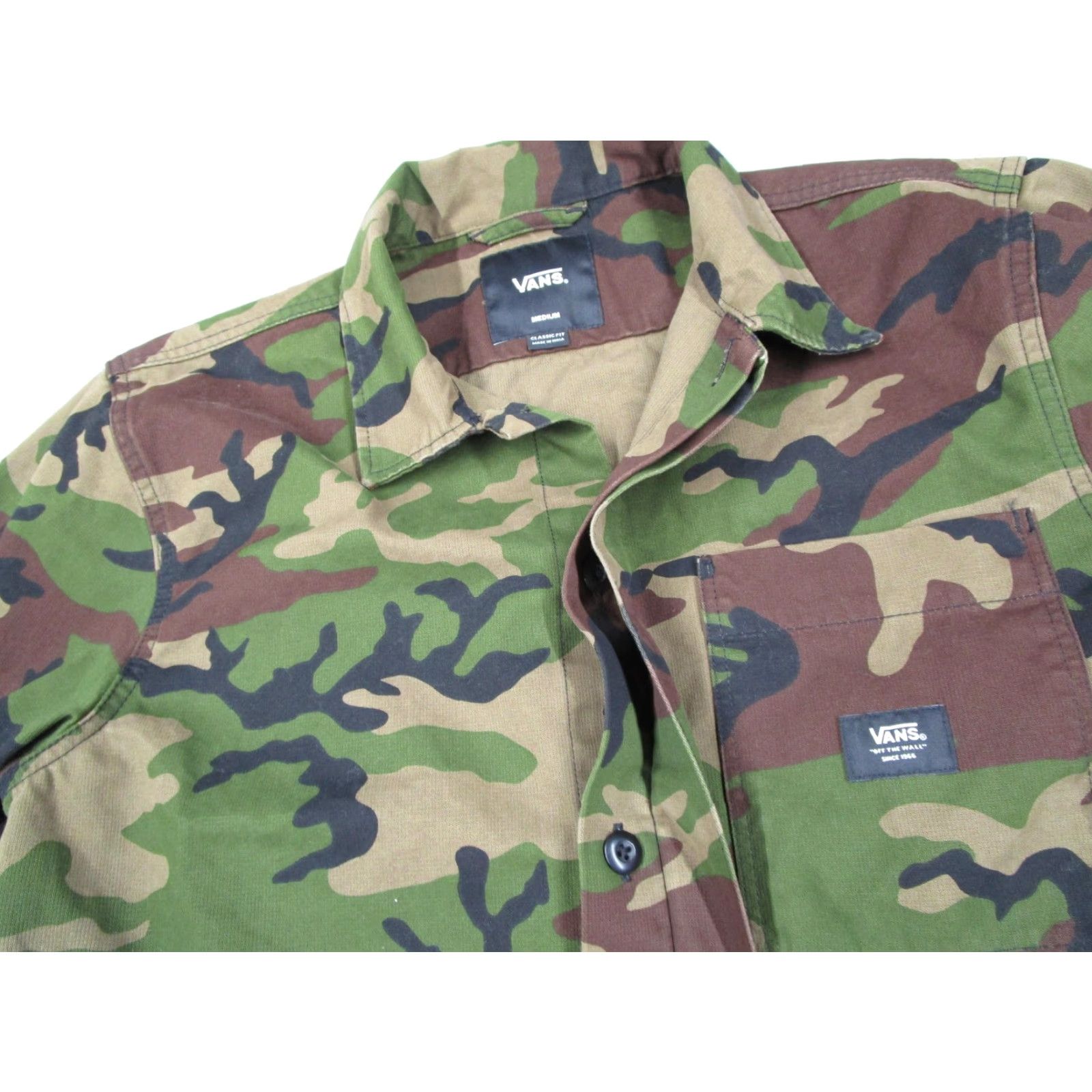 Vans Vans Jacket Mens Medium Green Camo Shirt Chore Coat Classic Fit Button Front Size US M / EU 48-50 / 2 - 3 Thumbnail