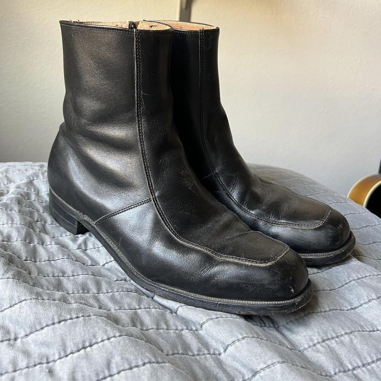 Vintage Vintage Slim Side Zip Leather Boots Size US 10.5 / EU 43-44 - 1 Thumbnail