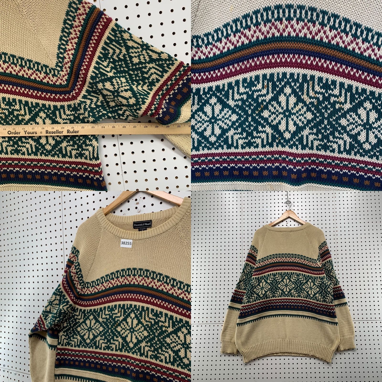 Vintage Vintage Preswick Moore Sweater Mens XL Beige Knit Fair Isle Grandpa Pullover Size US XL / EU 56 / 4 - 10 Thumbnail