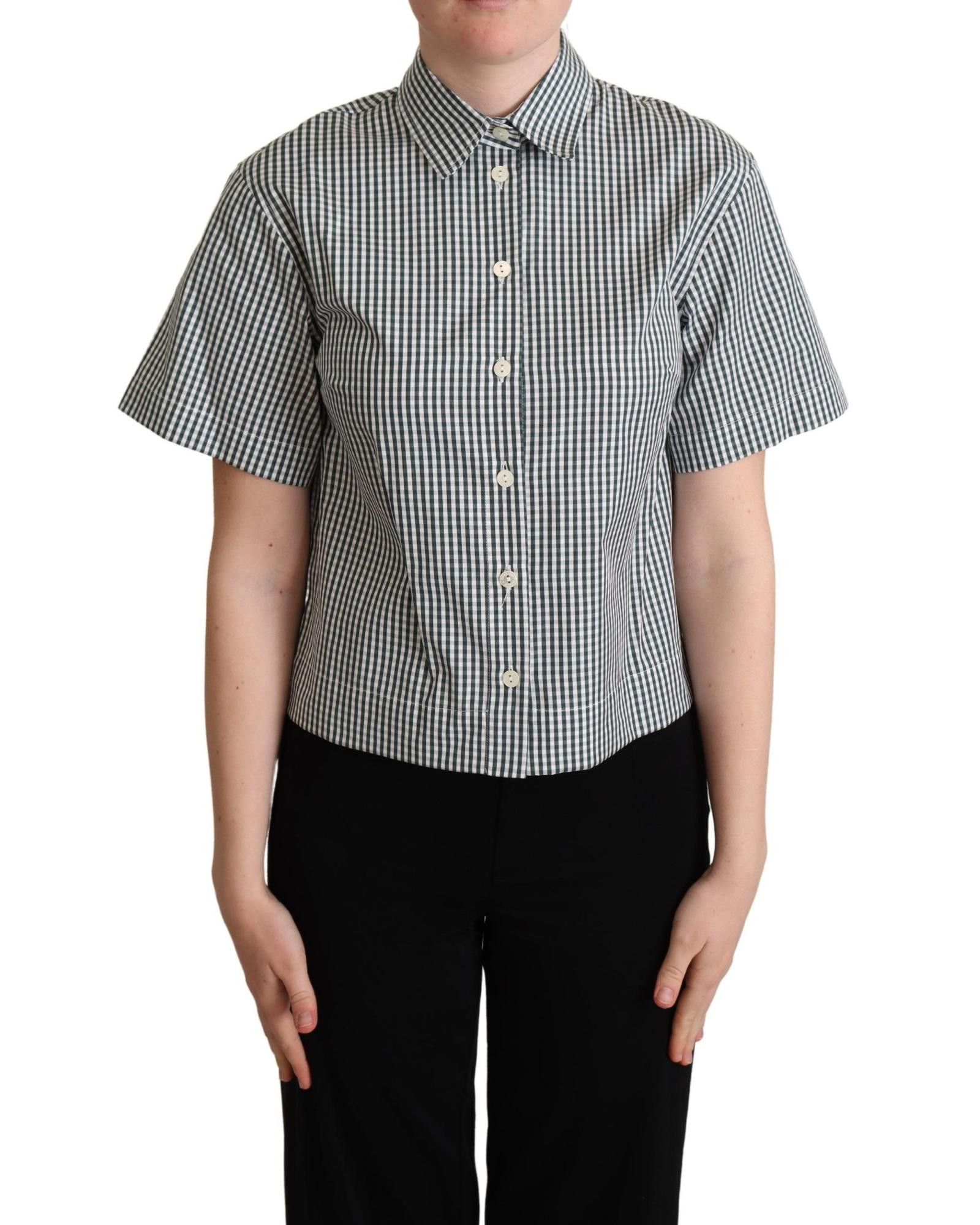 image of Dolce Gabbana Checkered Cotton Polo Shirt in Green, Women's (Size Medium)