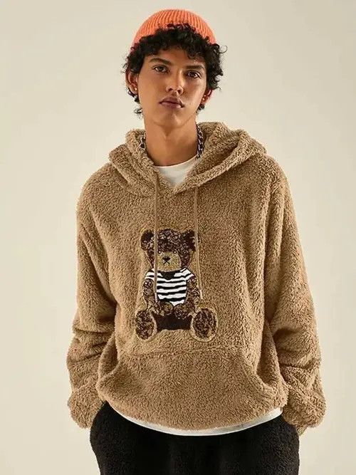 VIBE Hooded Hoodies for Men Fluffy Teddy Bear Size ONE SIZE - 2 Thumbnail