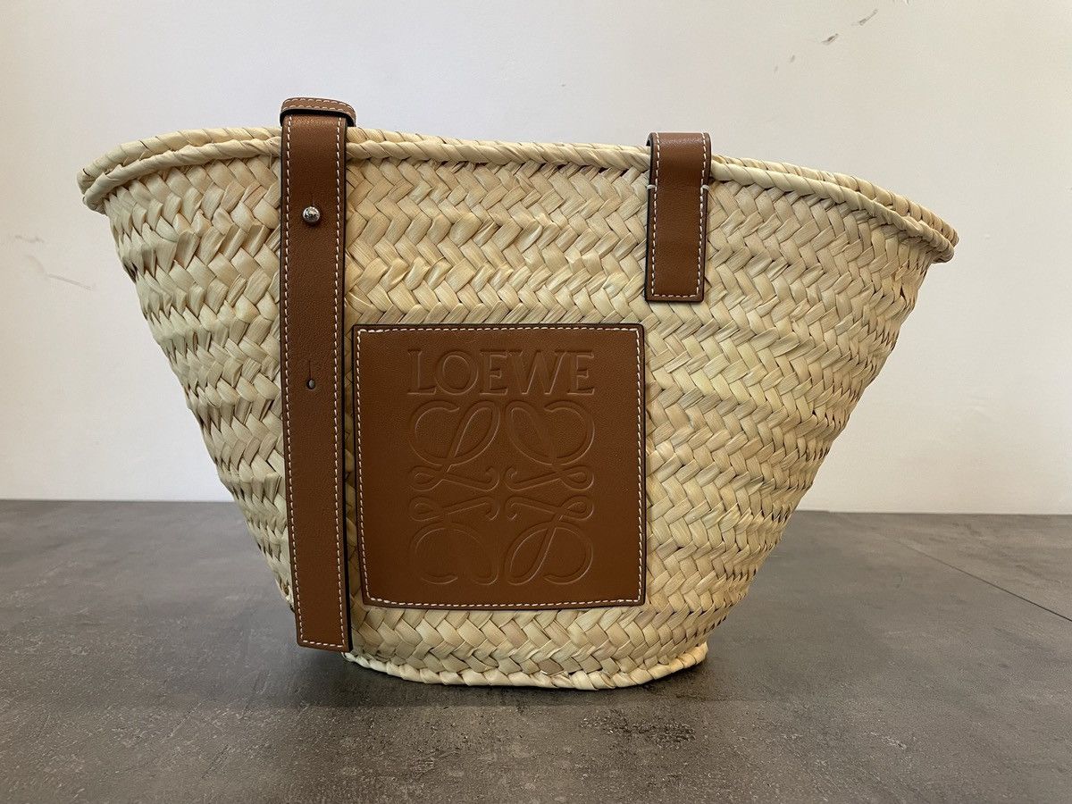 Loewe Large basket bag in palm leaf and calfskin Size ONE SIZE - 1 Thumbnail