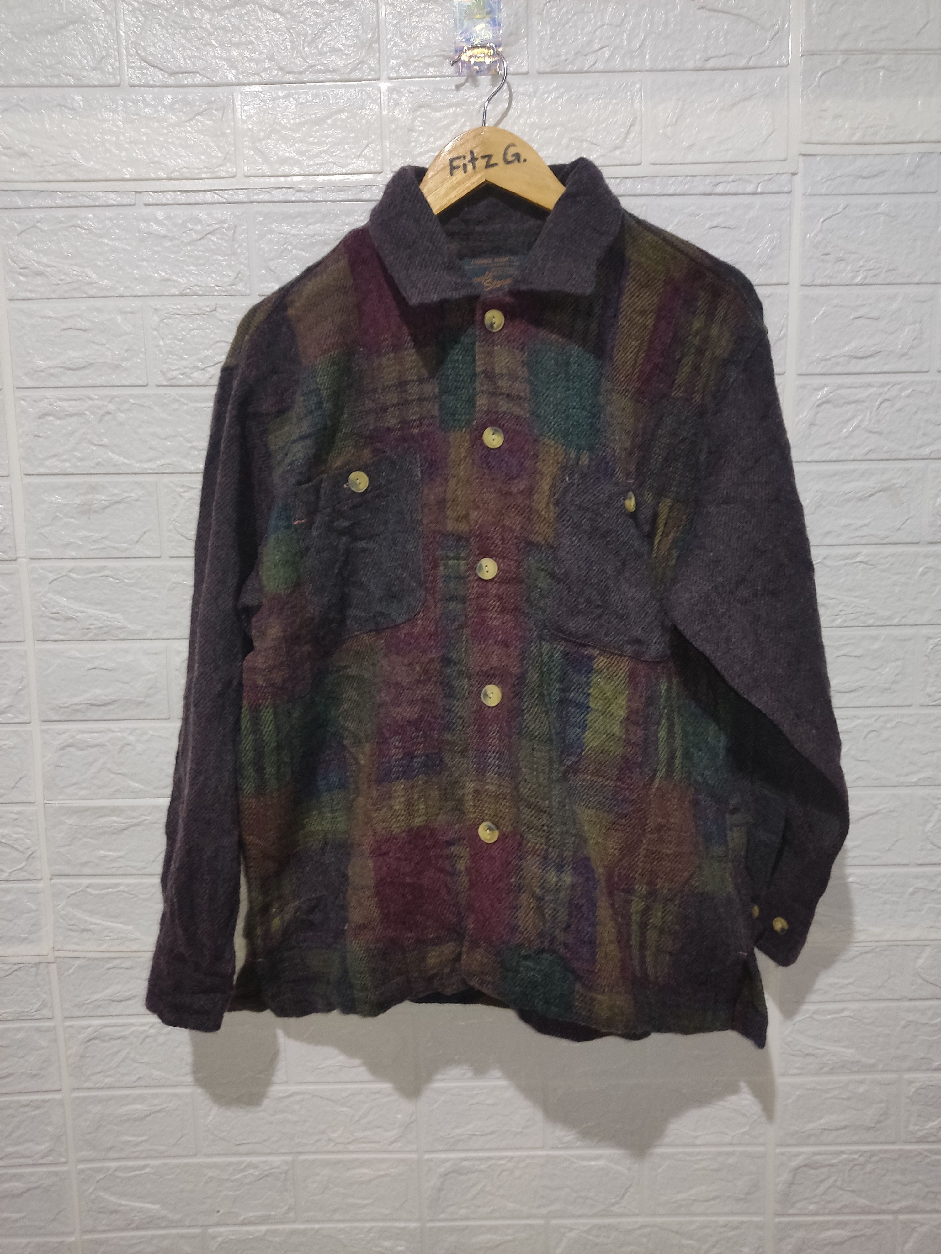 image of Vintage Wool Jungle Storm Flannel in Brown, Men's (Size Medium)