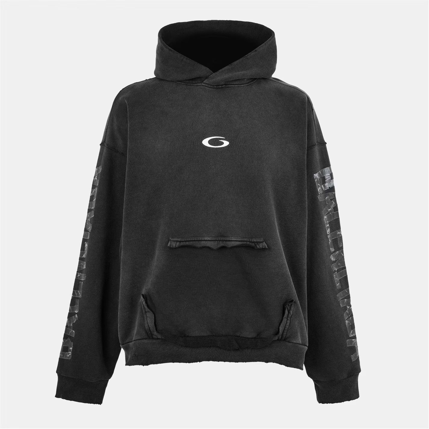Balenciaga o1g2r1mq0226 Bal Tape Pullover Hoodie In Faded Black Size US S / EU 44-46 / 1 - 1 Thumbnail