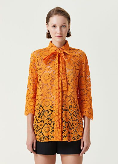 Valentino o1y0326 Solid Color Shirt in Orange Size S / US 4 / IT 40 - 1 Thumbnail