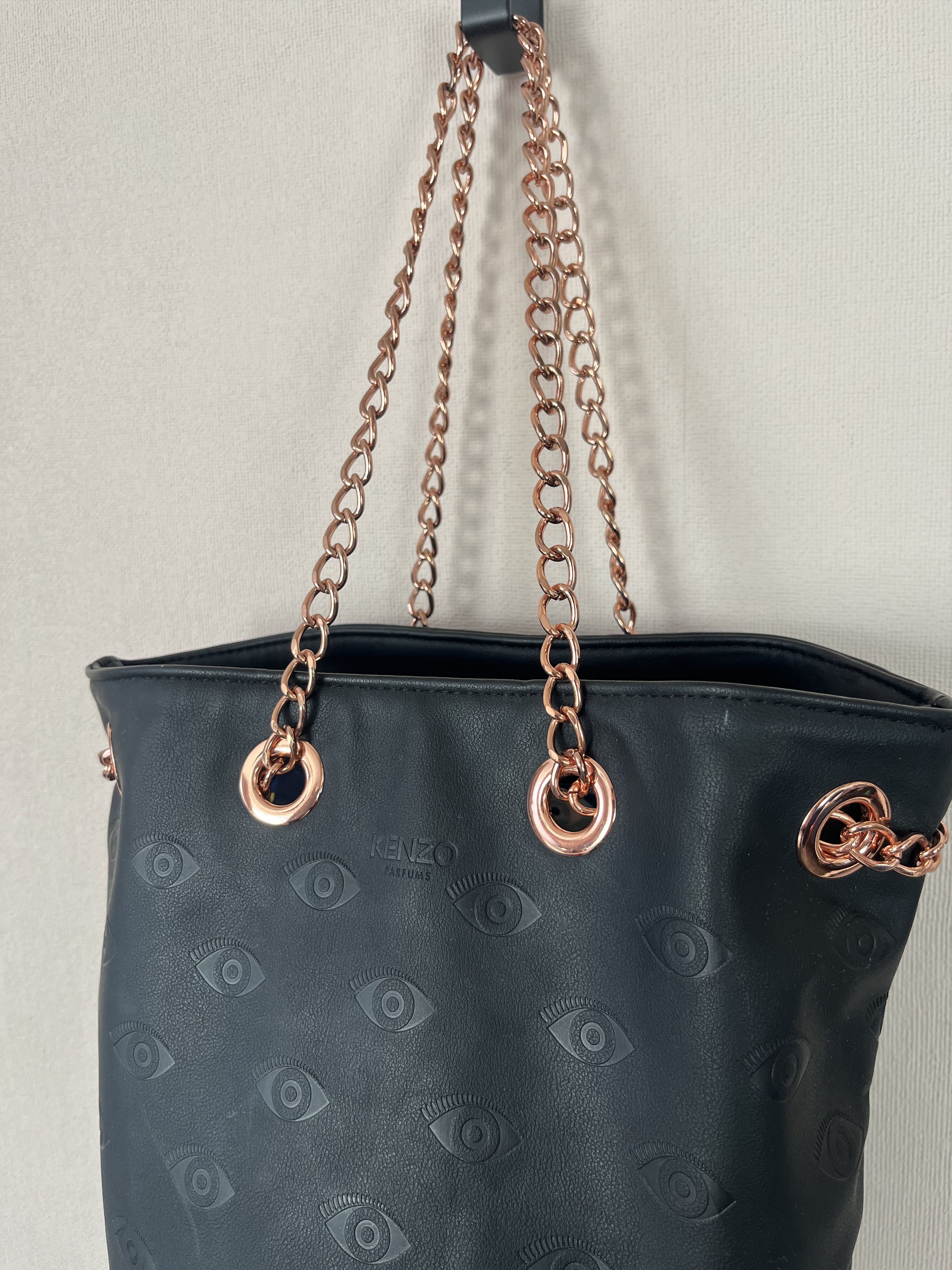 Kenzo KENZO PARFUMS Black Leather Gold Strap Branded Bucket Bag Size ONE SIZE - 2 Thumbnail