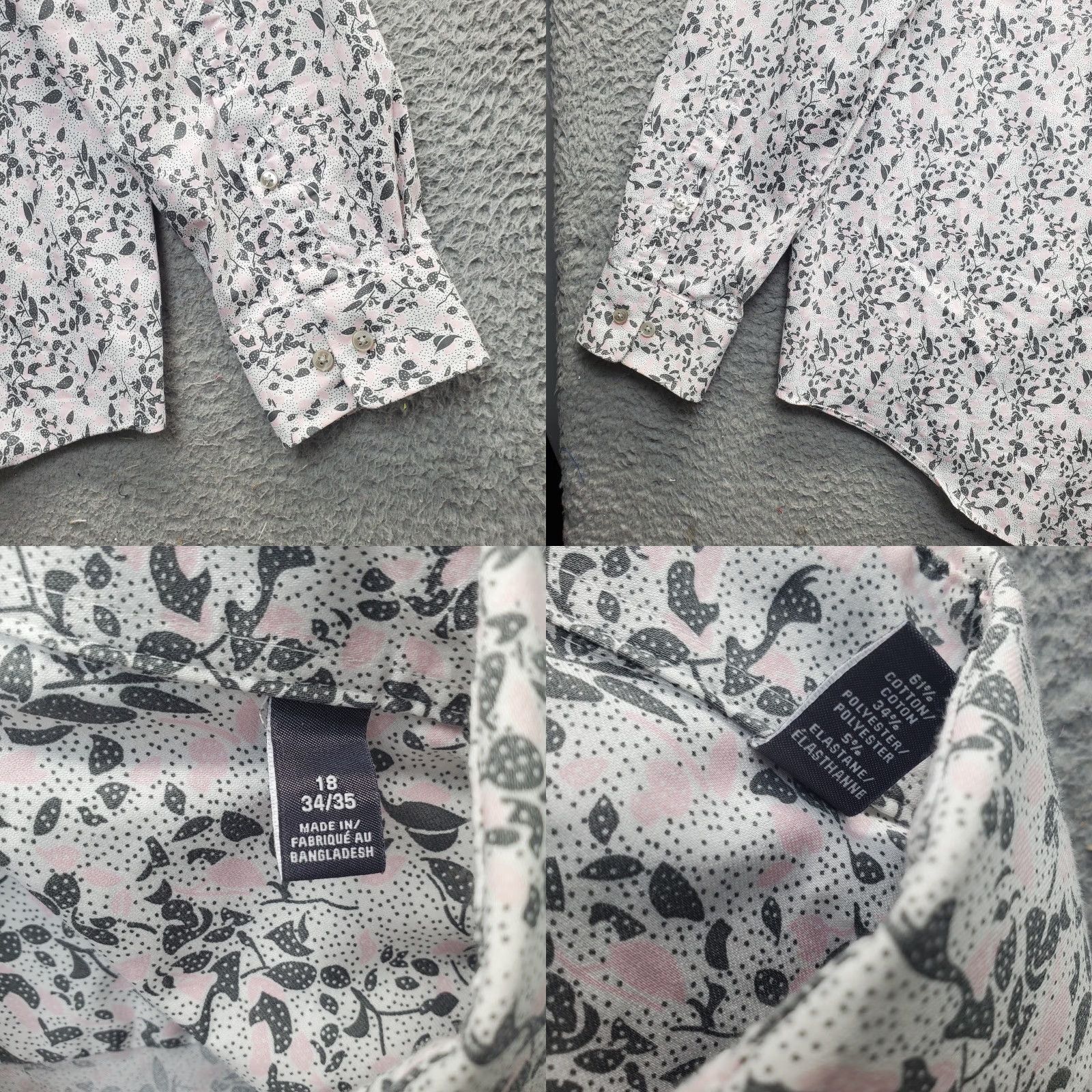 Van Heusen Van Heusen Flex Dress Shirt Mens Size 18 Multi Floral Slim Fit Stretch Button Up Shirt Size 48R - 8 Thumbnail
