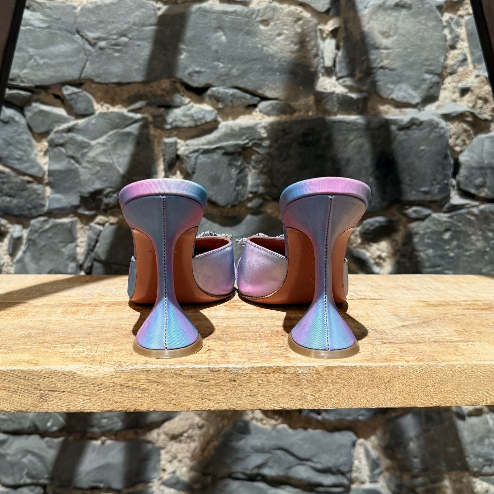 Amina Muaddi Amina Muaddi Begum Iridescent Heeled Mules Size US 7.5 / IT 37.5 - 6 Thumbnail