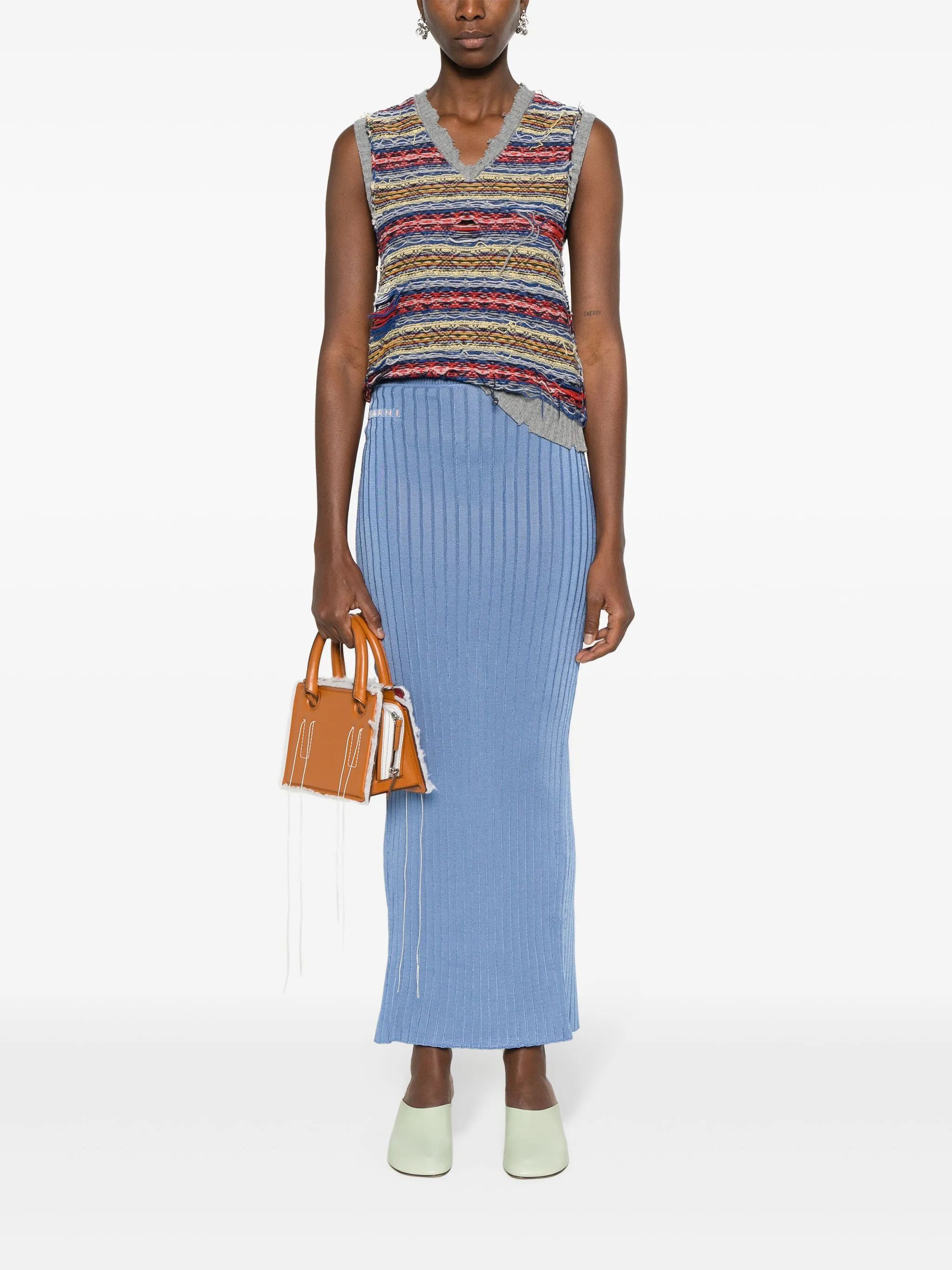 Marni o1f1d3z0725 Maxi Skirt in Blue Size 28" / US 6 / IT 42 - 2 Thumbnail