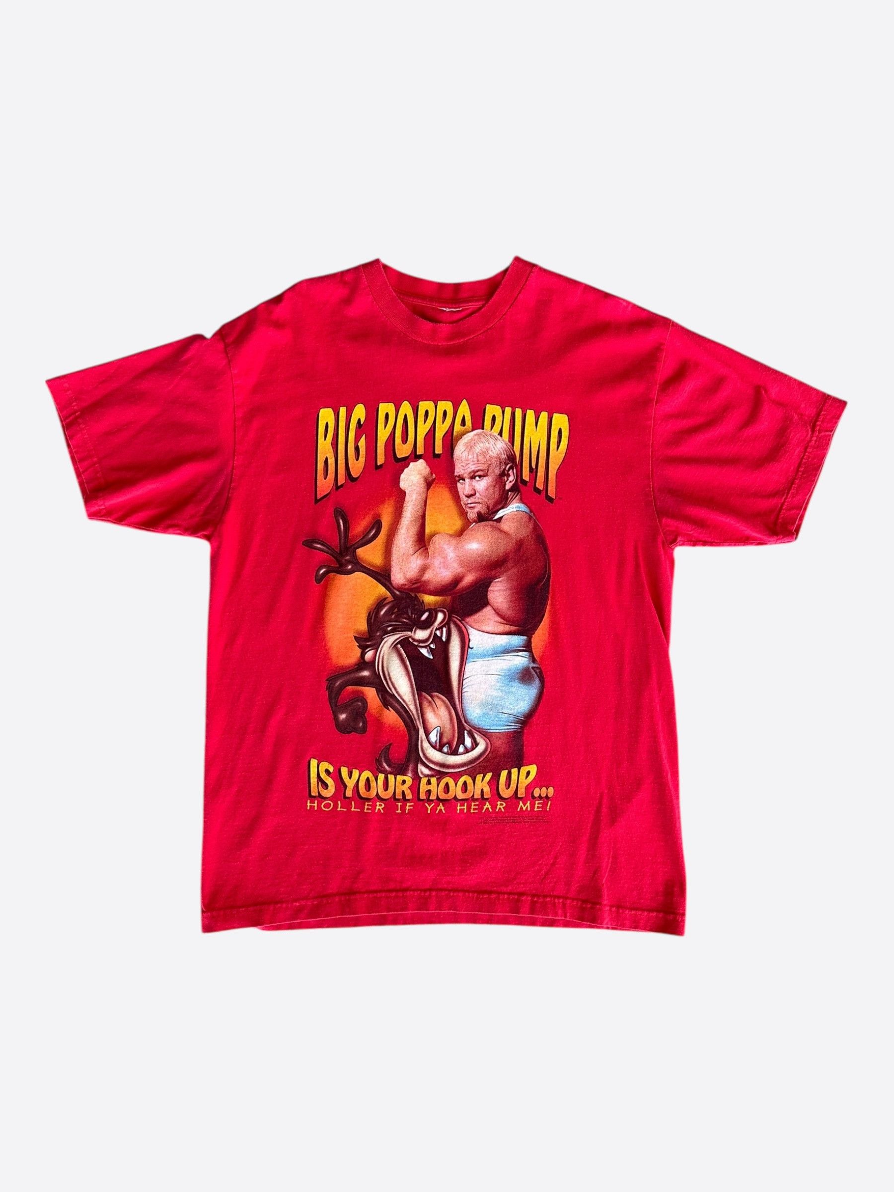 Vintage Vintage Red Big Poppa Pump x Taz Wrestling T-Shirt Size US XL / EU 56 / 4 - 1 Thumbnail