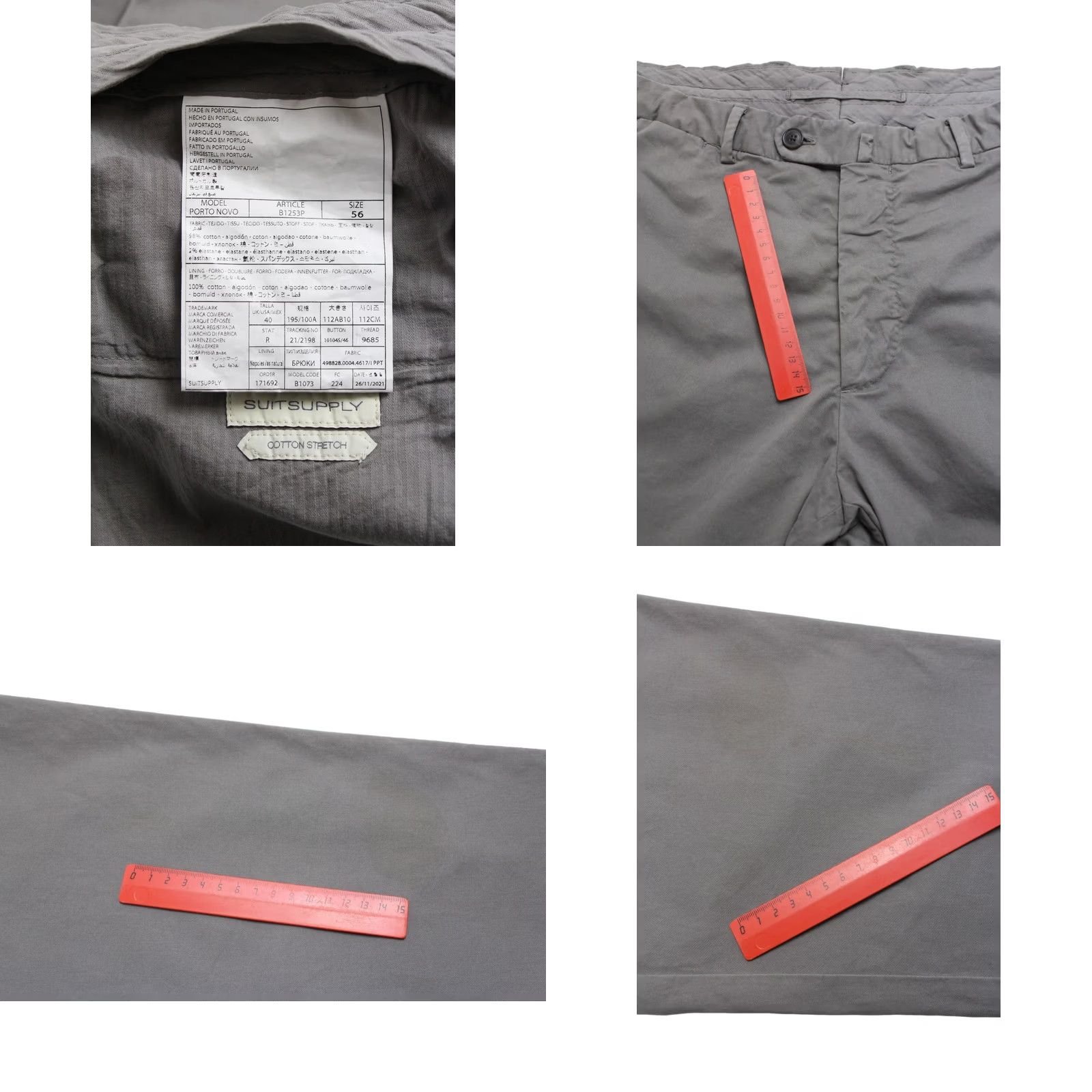 Suitsupply Suitsupply Porto Novo Trousers Men's UK 40 / W38 Cotton Stretch Grey Chino Tapered Casual Pants Mens Grey Chino 98% cotton, 2% elastane Size US 40 / EU 56 - 8 Thumbnail
