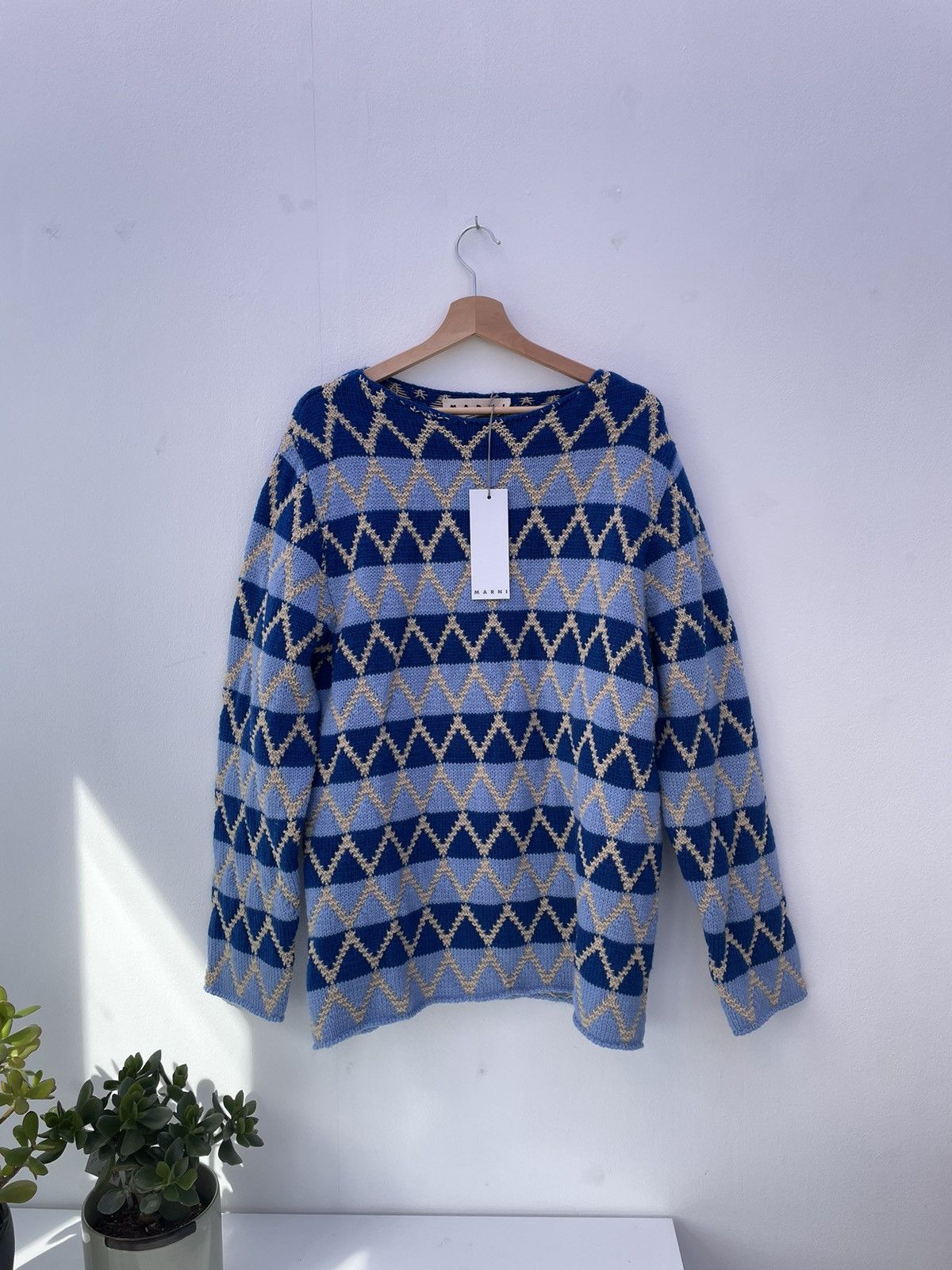 image of Marni - Geometric Knit (Size 46) in Blue, Men's (Size Small)