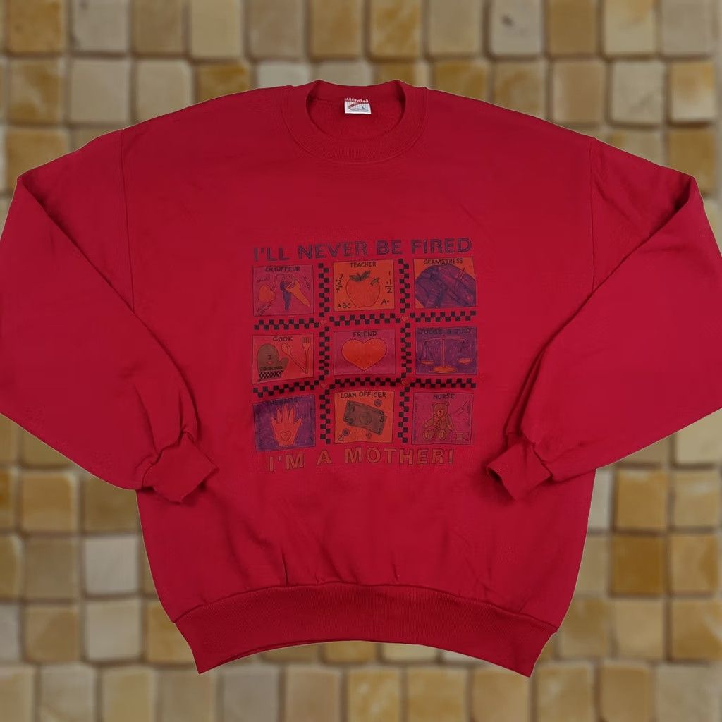 Jerzees VINTAGE Jerzees Sweatshirt Crew Neck Pullover Red Adult L USA Made 90s Retro Graphic Print Mom Shirt Size US L / EU 52-54 / 3 - 1 Thumbnail