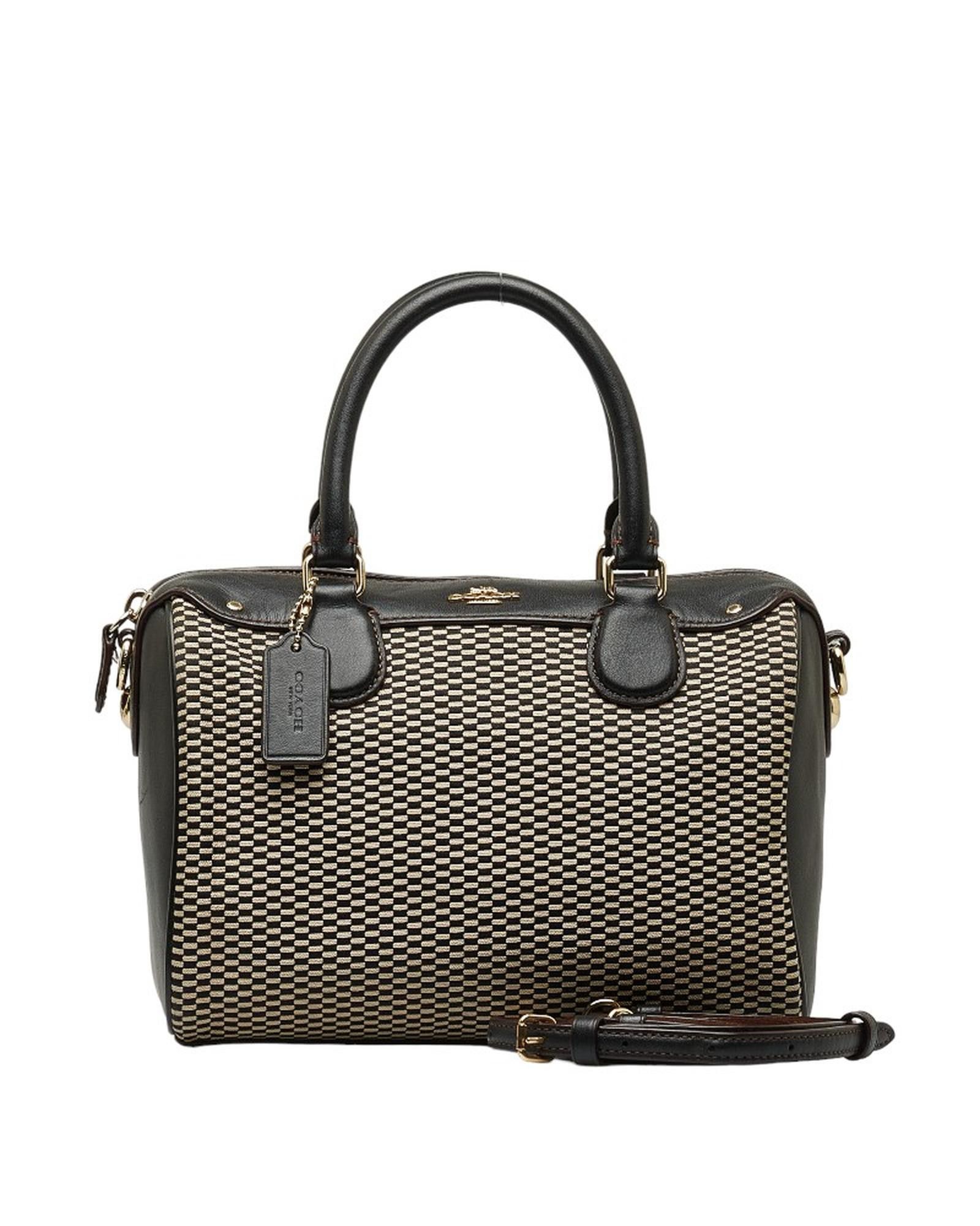 image of Coach Canvas And Leather Mini Satchel Bag In Black, Women's
