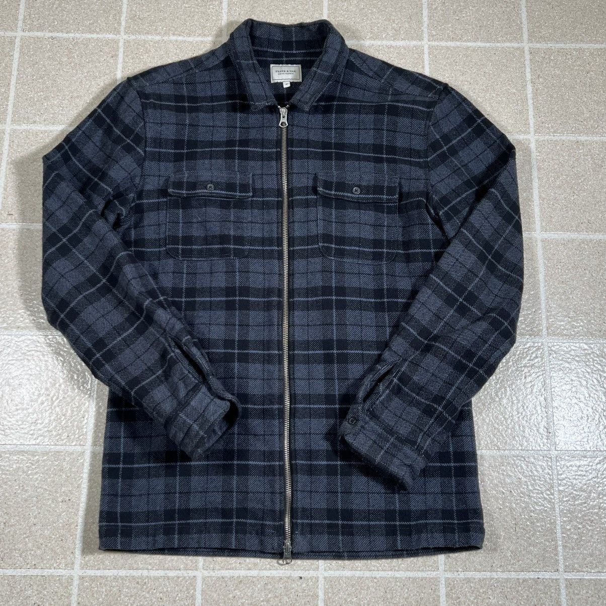 Frank & Oak Frank & Oak Grey Heavyweight Flannel Plaid Zip Shirt Jacket Size US M / EU 48-50 / 2 - 1 Thumbnail