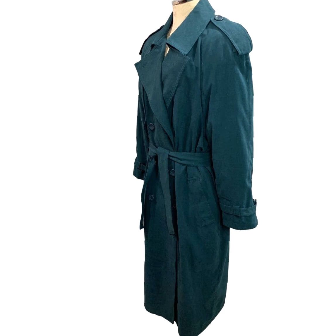 Vintage Forecaster of Boston Women's Trench Coat Belted Emerald Green 1990s Overcoat Zip Out Lining Size 9/10 Vintage Belted Trench Womens Coat” Size M / US 6-8 / IT 42-44 - 3 Thumbnail