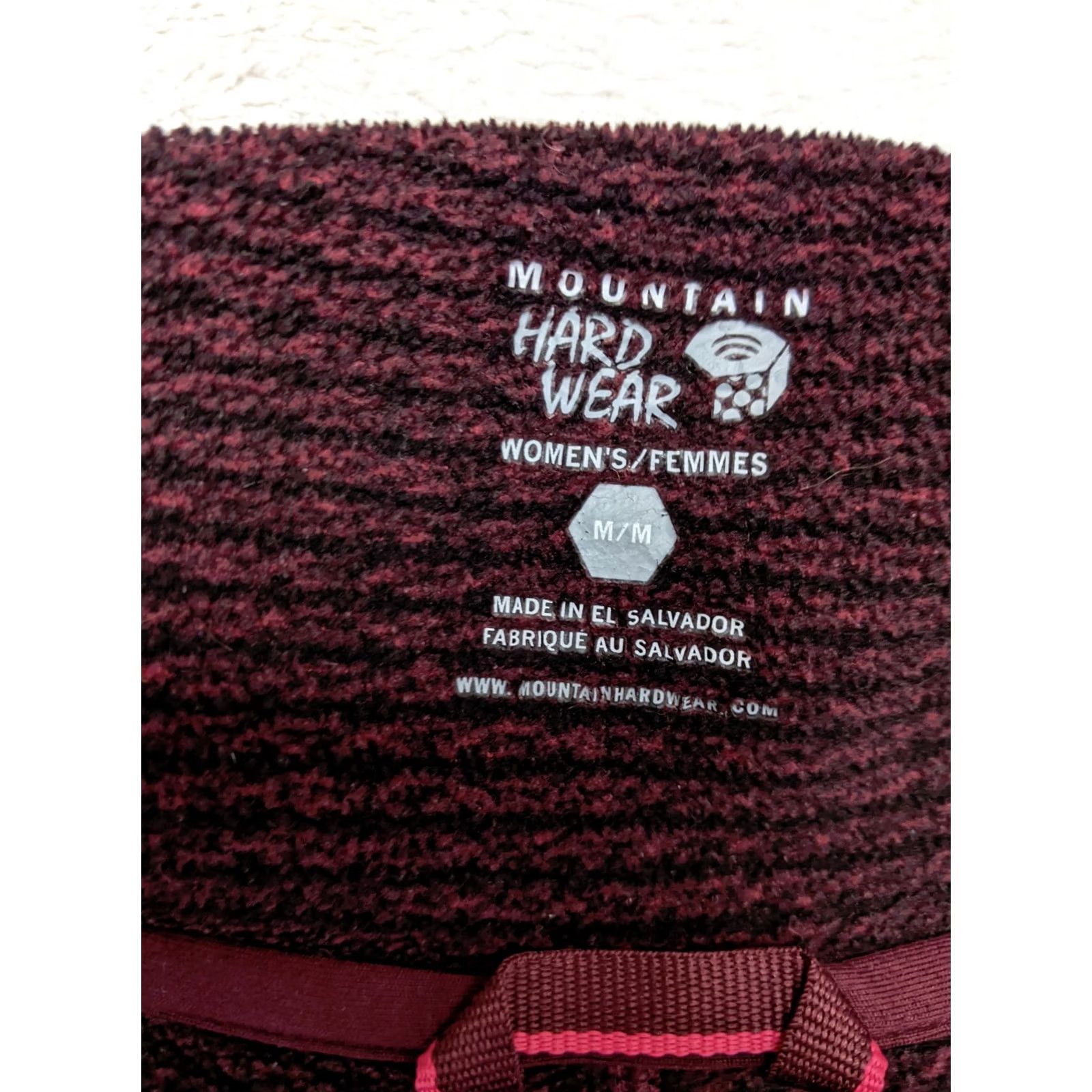 Mountain Hardwear Mountain Hardwear Womens Fleece Jacket Burgundy Black Stripe Full Zip Mock M Size M / US 6-8 / IT 42-44 - 7 Thumbnail
