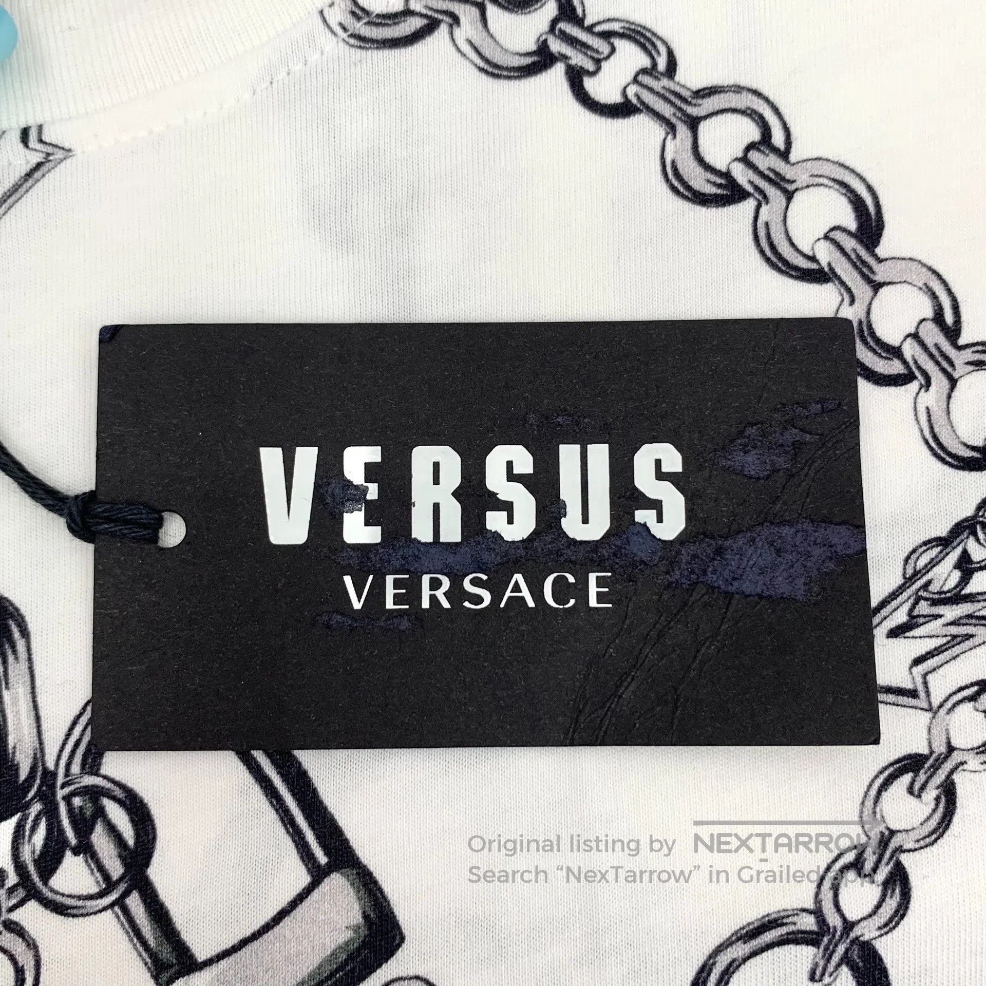 Versace Versace White Chain Printed Cotton Round Neck Short Sleeve Size US M / EU 48-50 / 2 - 7 Thumbnail