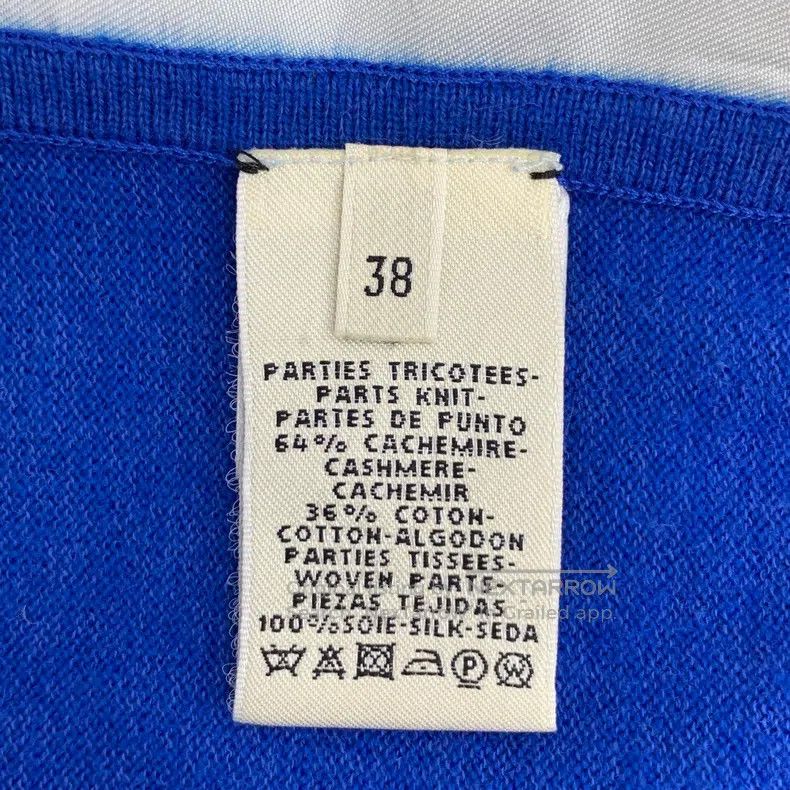 Hermes Hermes Navy Blue Silk Printed Patchwork Cashmere Long Slee Size XS / US 0-2 / IT 36-38 - 6 Thumbnail