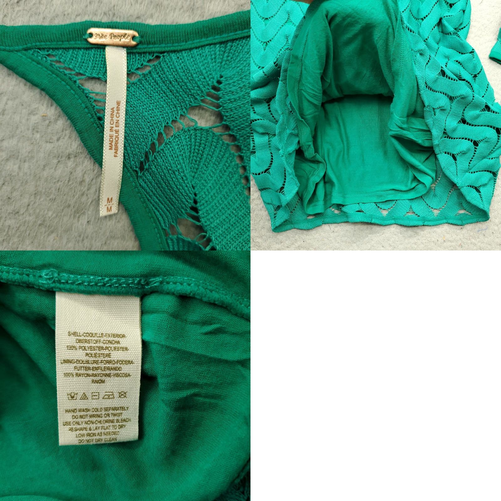 Free People Free People Shift Dress Womens M Green Lace Overlay Lined Pullover Size M / US 6-8 / IT 42-44 - 8 Thumbnail