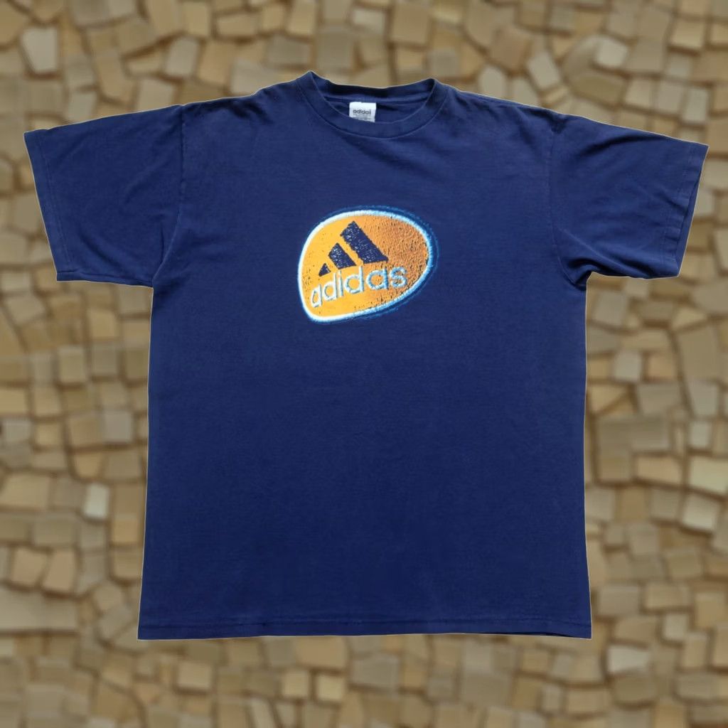 Adidas VINTAGE adidas Trefoil T-Shirt 90s 100% Cotton Graphic Print Blue Men L Short Sleeve Crew Neck Shirt Size US L / EU 52-54 / 3 - 1 Thumbnail