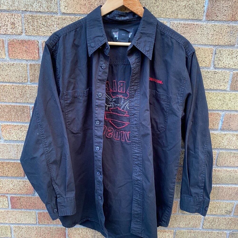 Harley Davidson × Vintage Vintage 90s Y2K Harley Davidson Embroidered Shirt Jacket Me Size US M / EU 48-50 / 2 - 7 Thumbnail