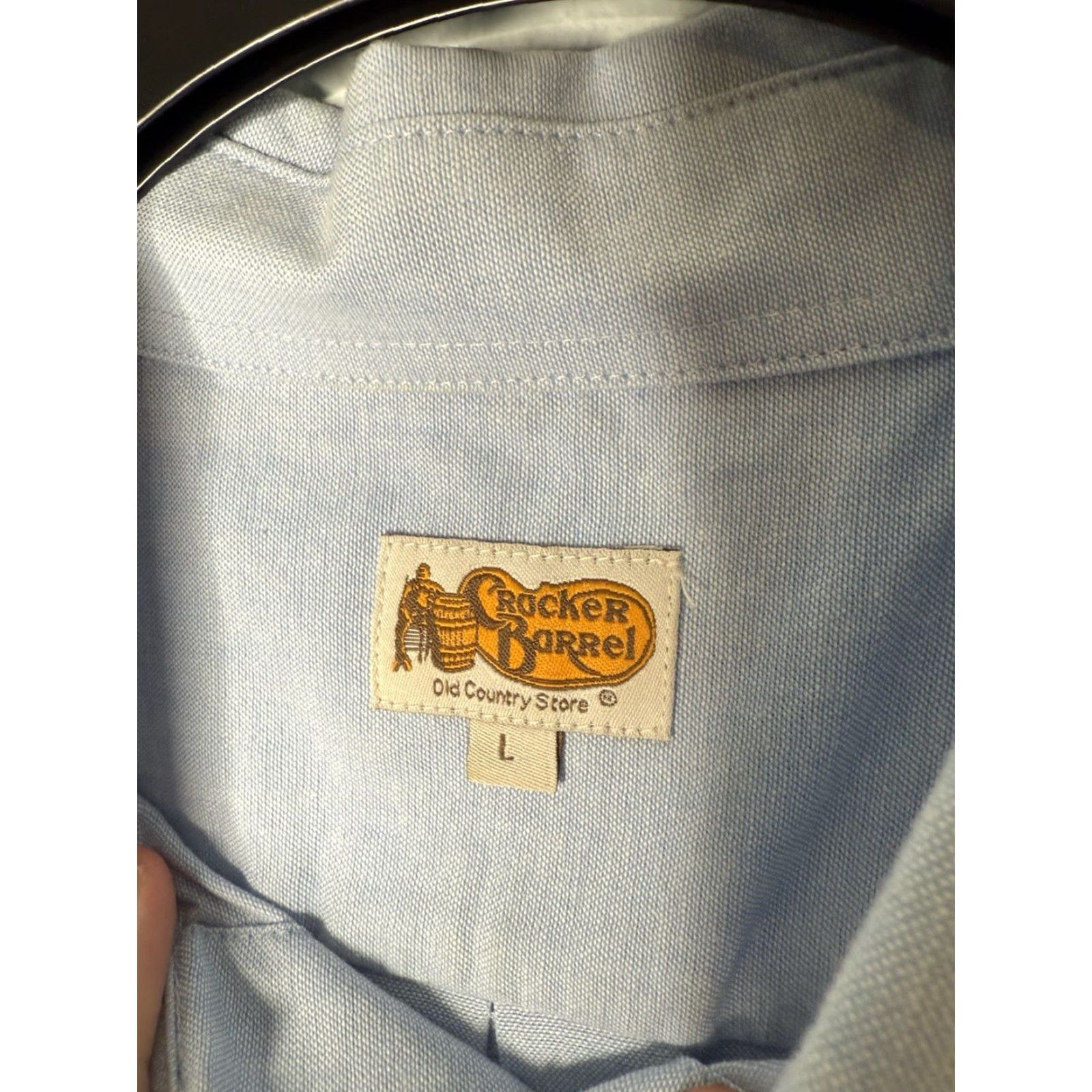 Vintage Cracker Barrel Shirt Button-Down Oxford Shirt Blue Short Sleeve Size L Men Regular Cotton Blend Restaurant Waiter Size US L / EU 52-54 / 3 - 3 Thumbnail