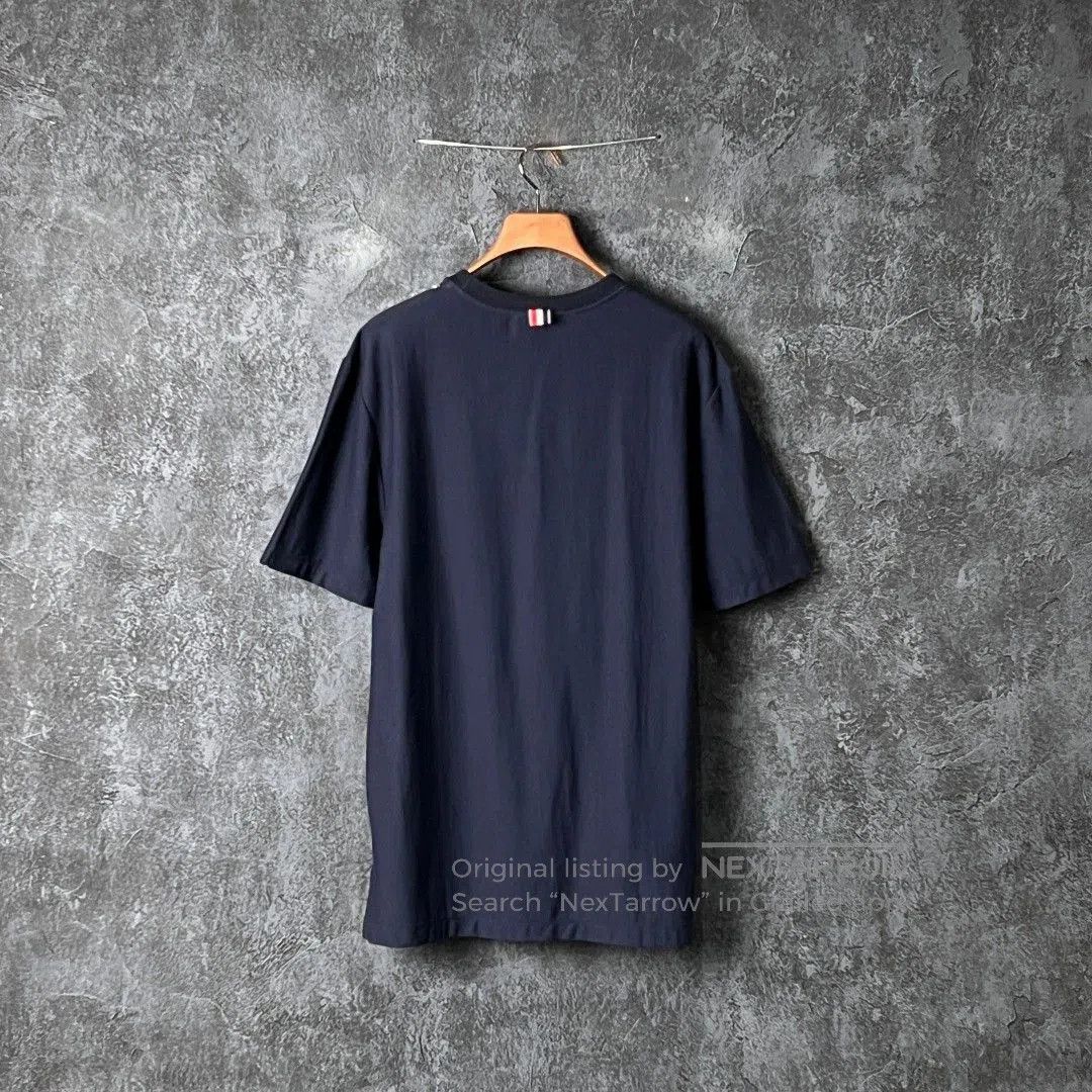 Thom Browne THOM BROWNE Navy Stripe Cotton Tee. Size US M / EU 48-50 / 2 - 2 Thumbnail