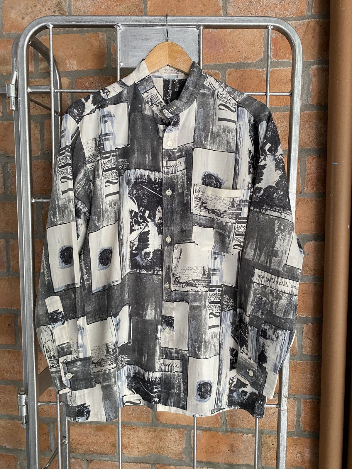 Designer × Japanese Brand ECONOMY BRAND Abstract Print Mandarin Shirt Size US M / EU 48-50 / 2 - 1 Thumbnail