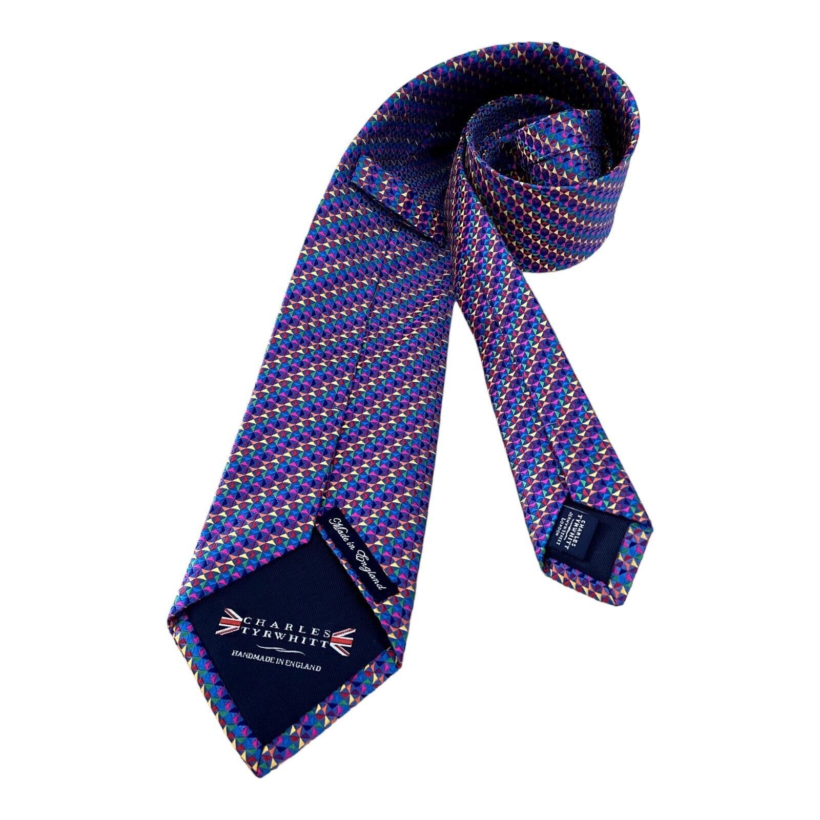 Charles Tyrwhitt CHARLES TYRWHITT Purple Geometric Silk Tie Hand Made In Engl Size ONE SIZE - 3 Thumbnail