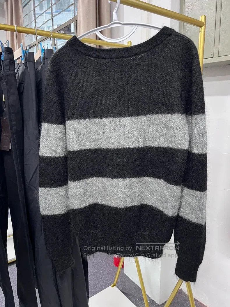Saint Laurent Paris YSL Black Gray Striped Wool Sweater. Size US M / EU 48-50 / 2 - 5 Thumbnail