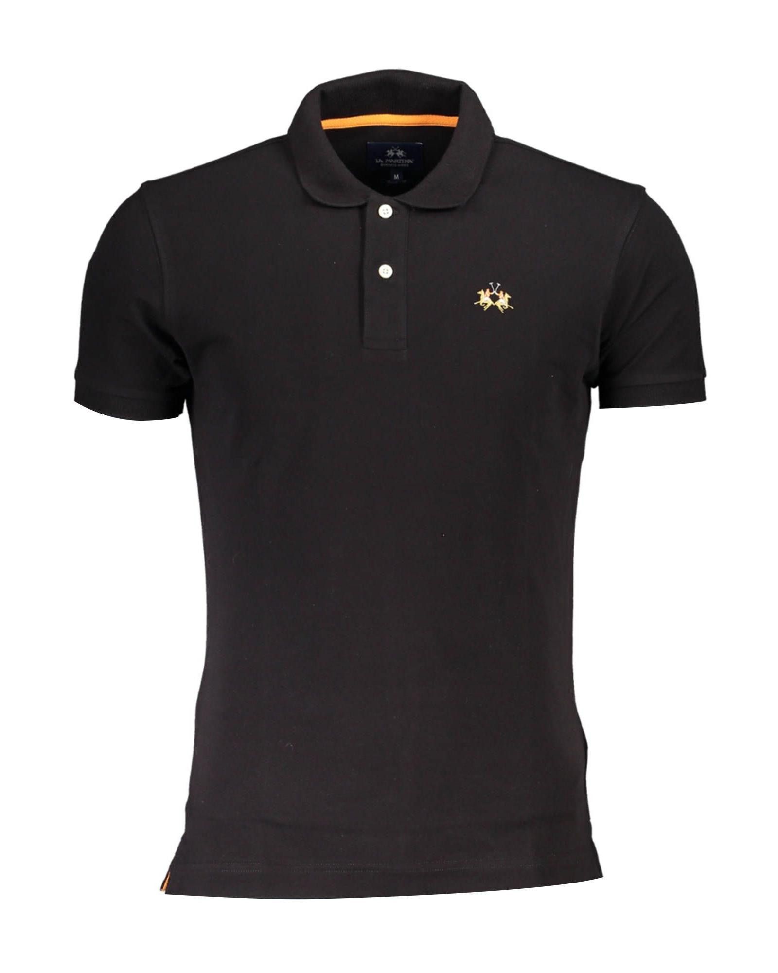 image of La Martina Embroidered Polo Shirt With Contrasting Details in Black, Men's (Size XL)