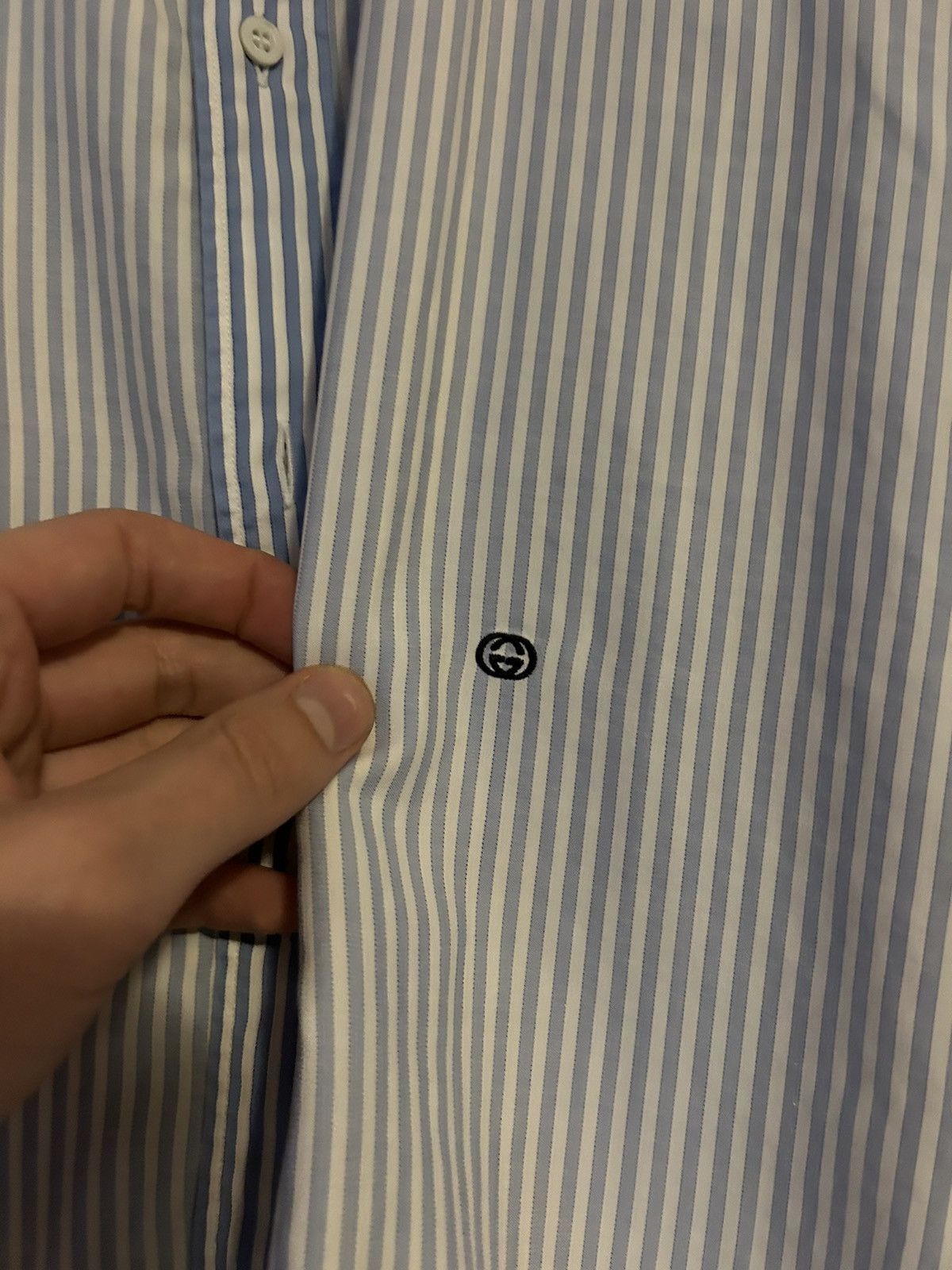 Gucci Blue Contrast Striped Button-Up Shirt Size US XL / EU 56 / 4 - 6 Thumbnail