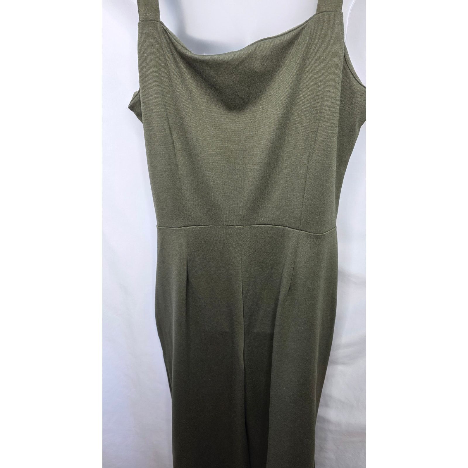 Gap GAP Olive Green Sleeveless Wide Leg Jumpsuit Square Neck Size L / US 10 / IT 46 - 13 Thumbnail