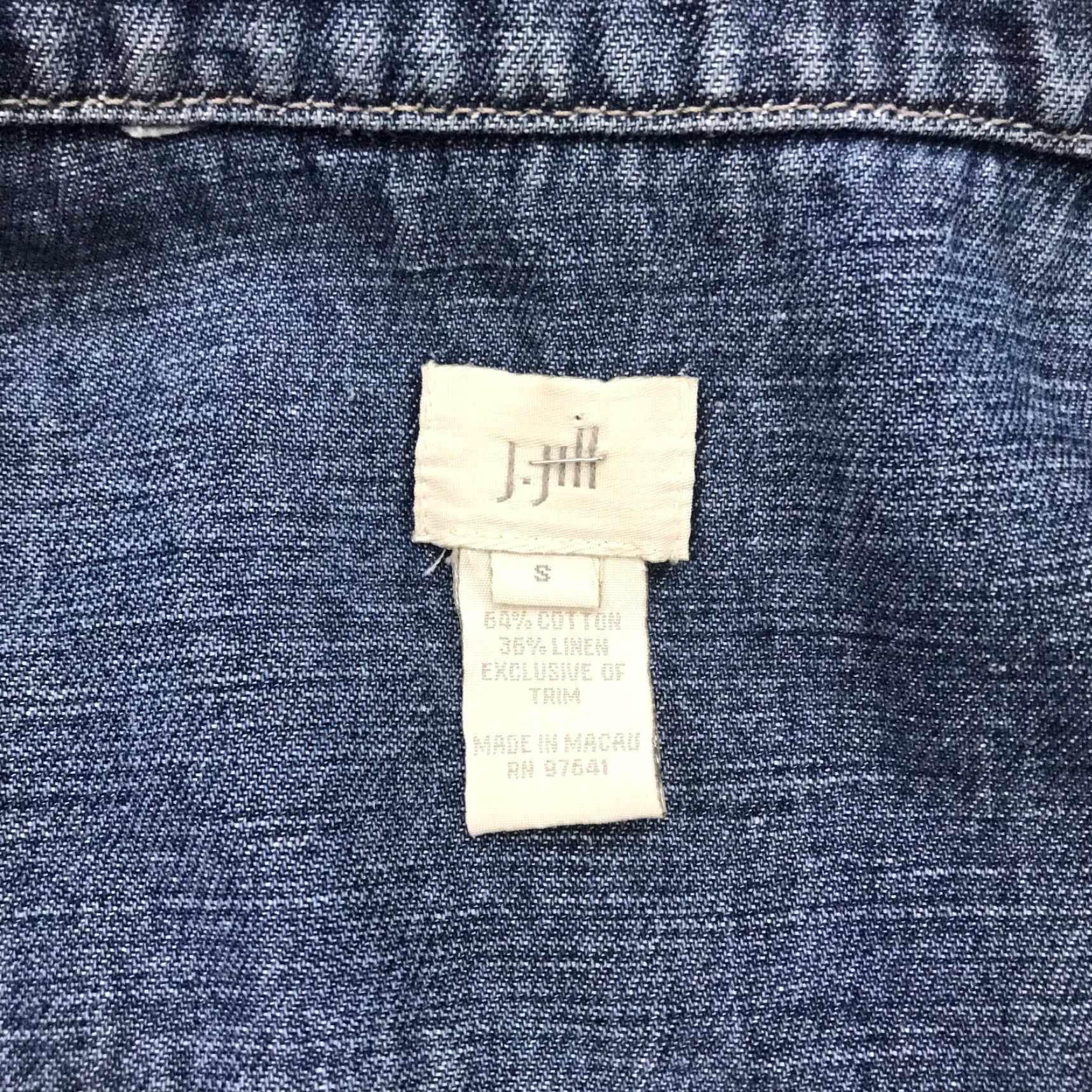 J. Jill VINTAGE J. Jill Denim Jacket Womens Small Blue Distressed Button Down Classic Long Sleeve Size 28" / US 6 / IT 42 - 5 Thumbnail