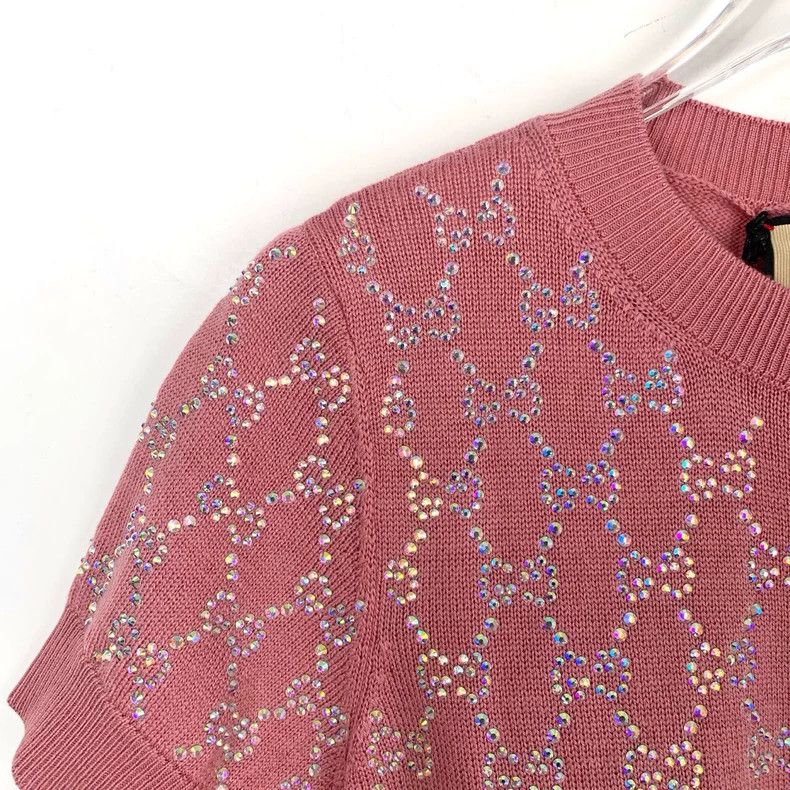 Gucci Gucci Logo old flower full diamond pink round neck wool kni Size US XS / EU 42 / 0 - 3 Thumbnail